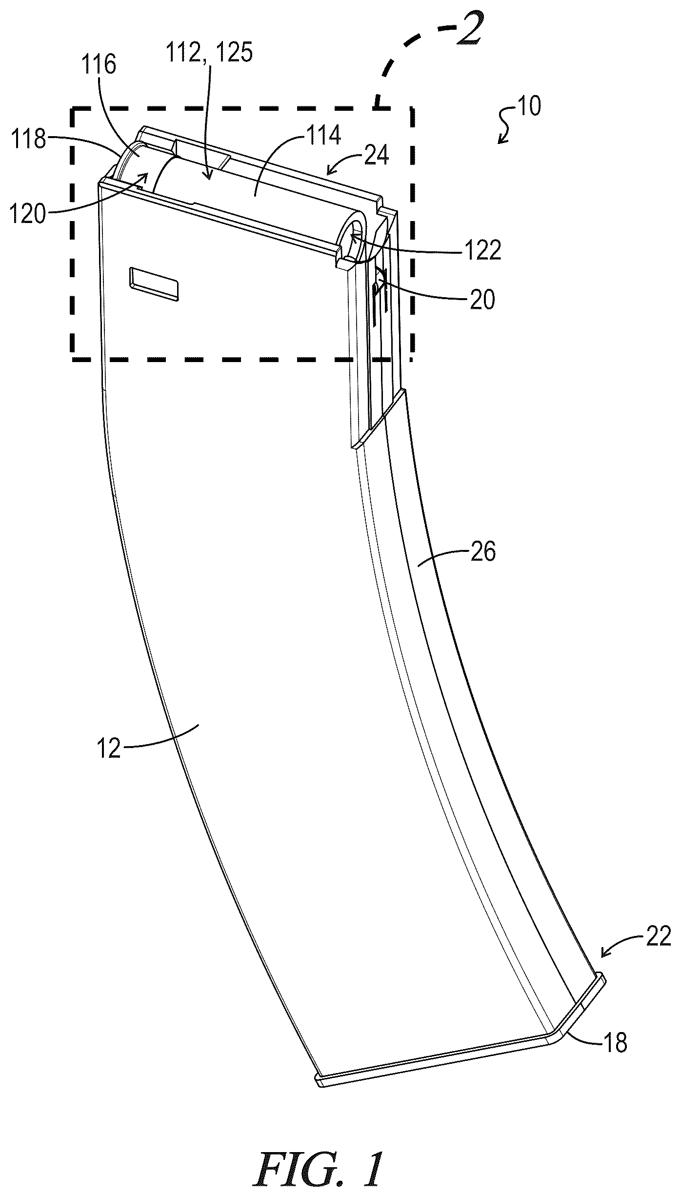Patent US12422207 Figure 1 – Detachable ammunition magazine