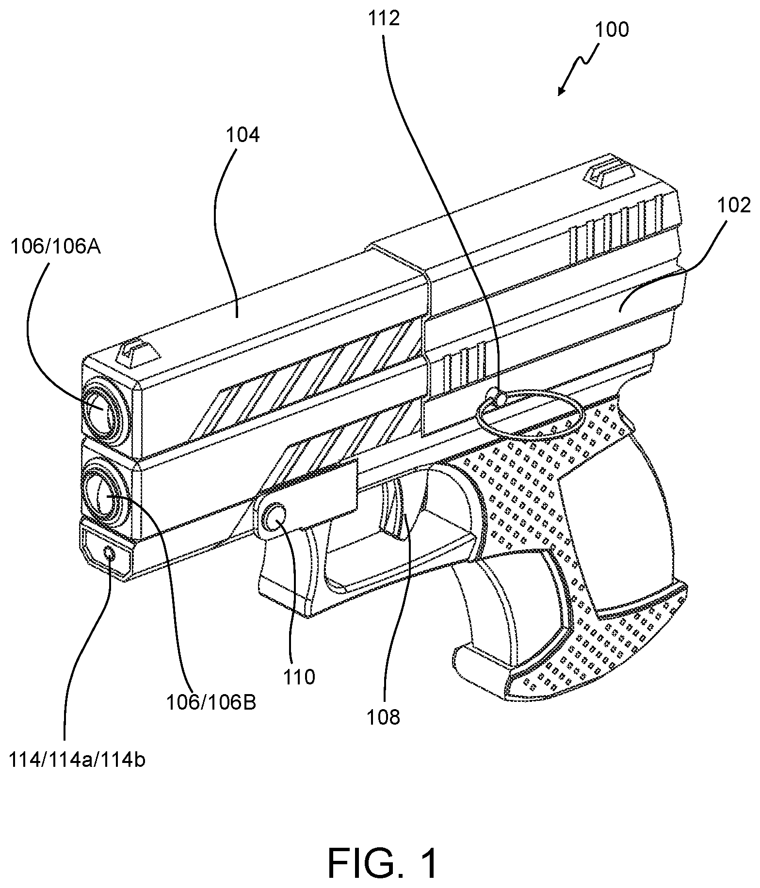 Patent US12422208 Figure 1 – Single-use firearm and personal defense system with electronically integrated tracking system