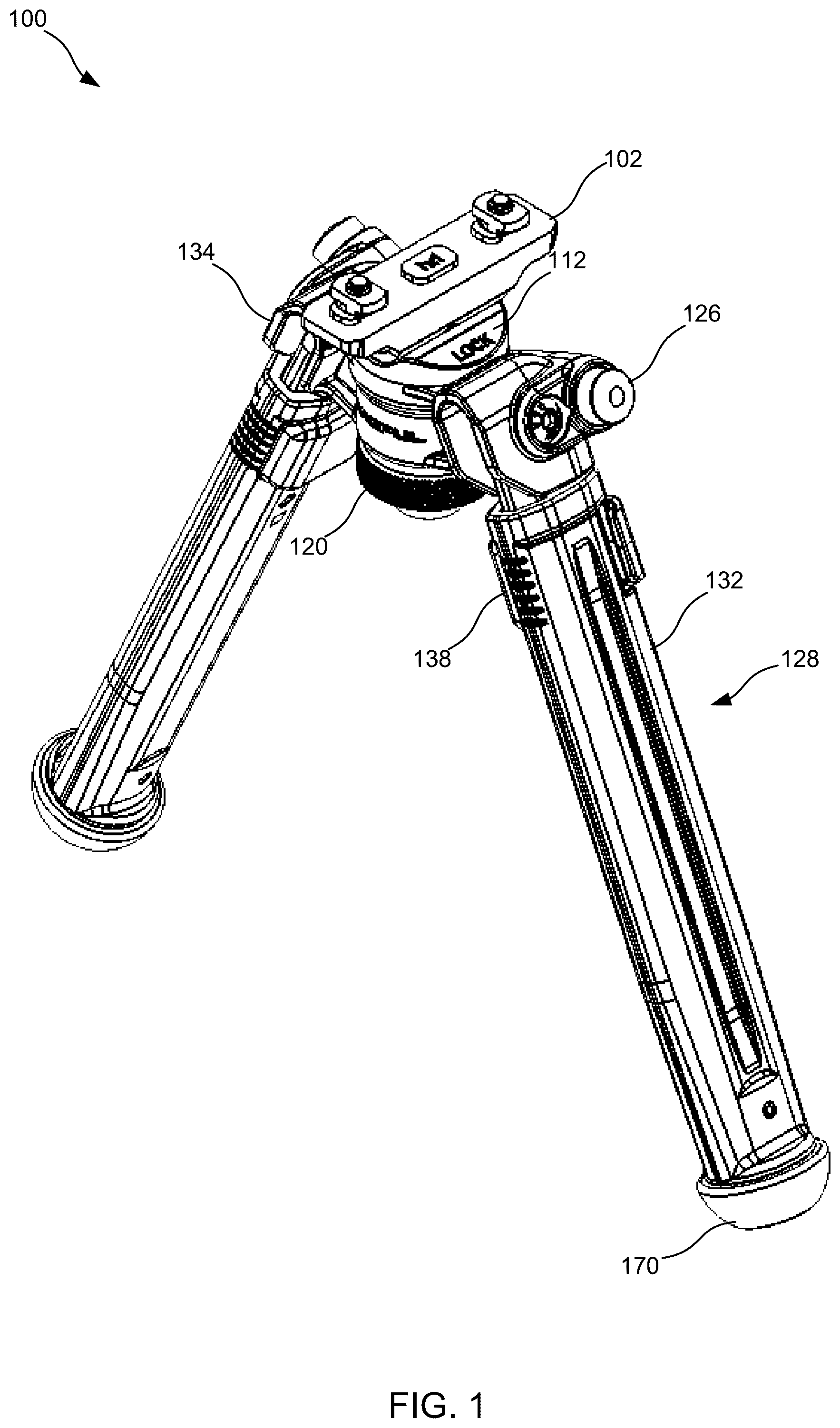 Patent US12422209 Figure 1 – Firearm bipod