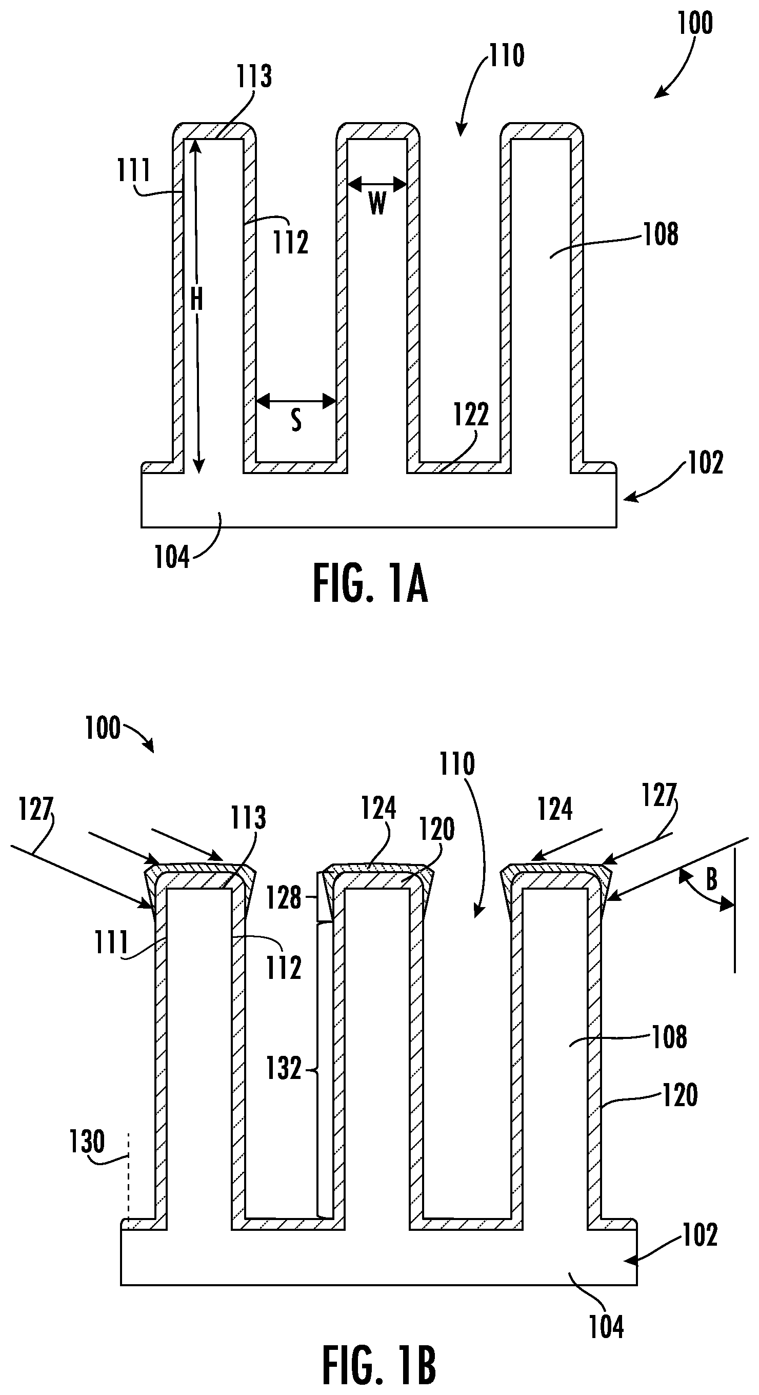 Patent US12422210 Figure 1 – Techniques and device structures based upon directional dielectric deposition and bottom-up fill