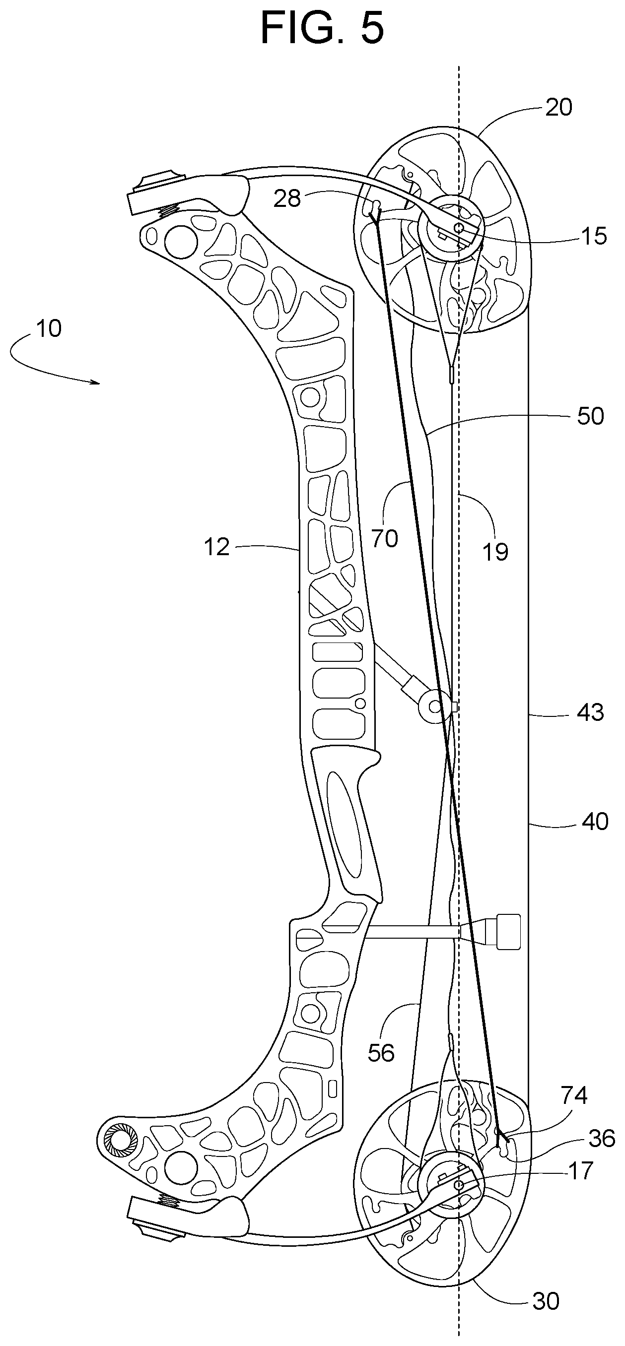 Patent US12422212 Figure 5 – Compound bow with cable change