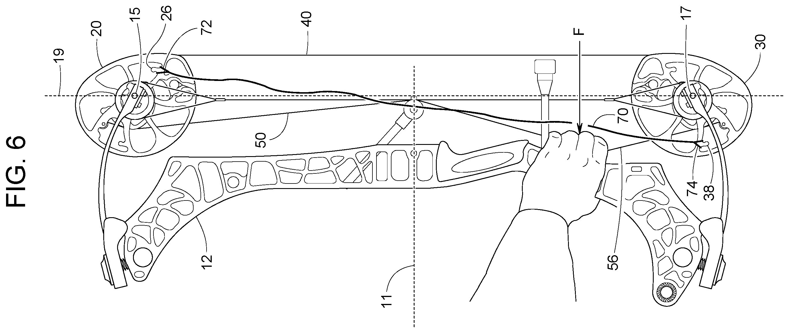 Patent US12422212 Figure 6 – Compound bow with cable change