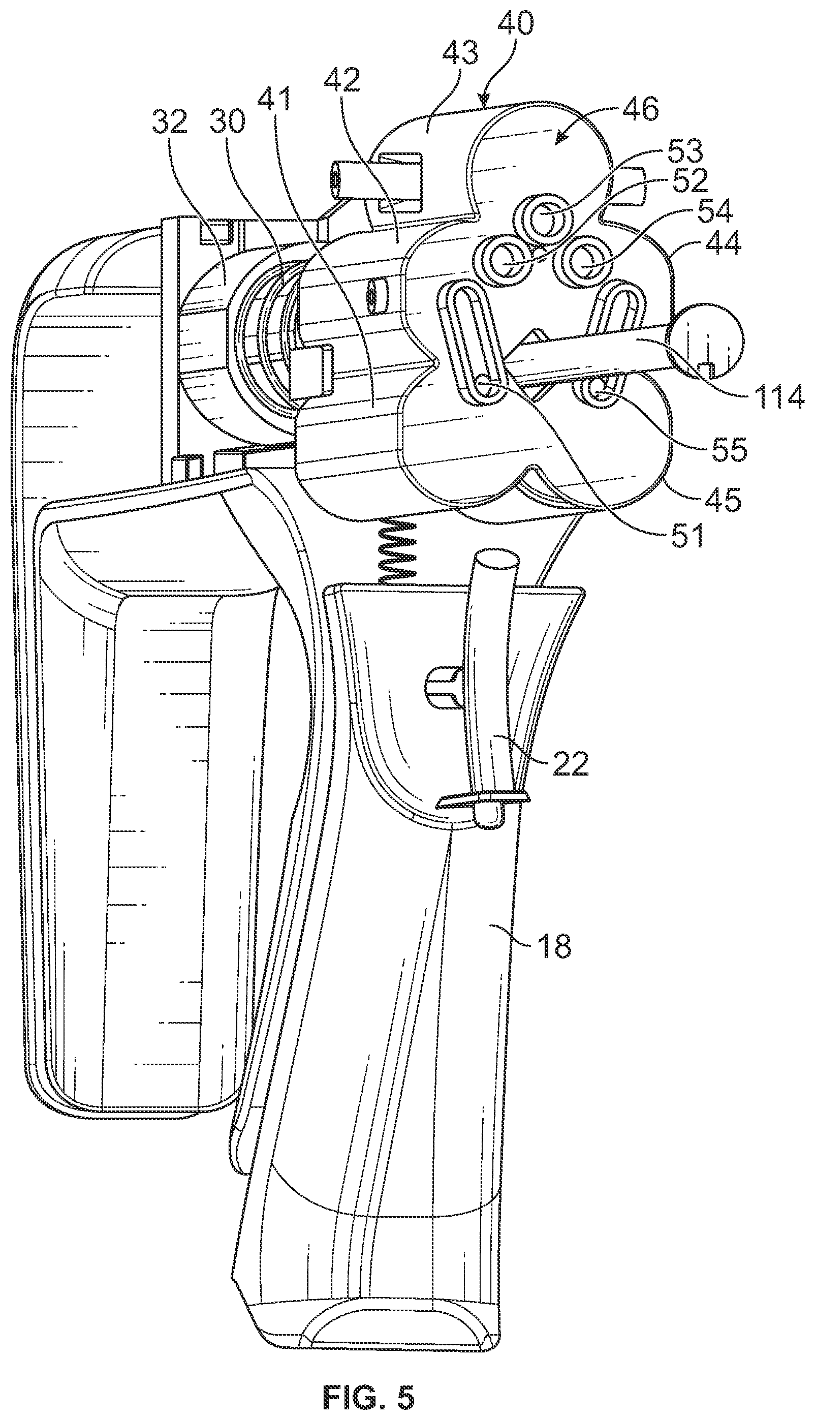 Patent US12422214 Figure 5 – Toy launching apparatus and methods for discharging multiple projectile rounds