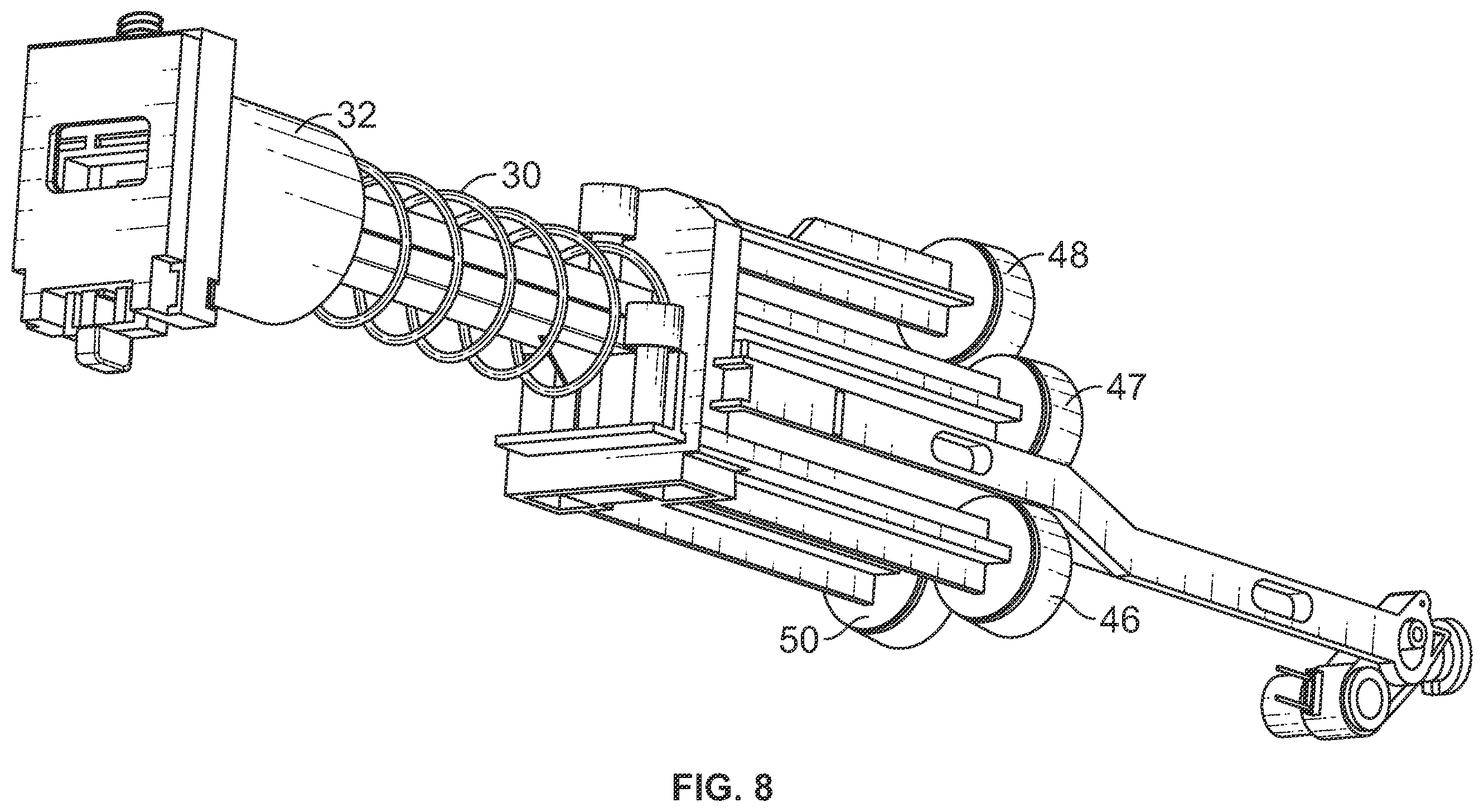 Patent US12422214 Figure 7 – Toy launching apparatus and methods for discharging multiple projectile rounds