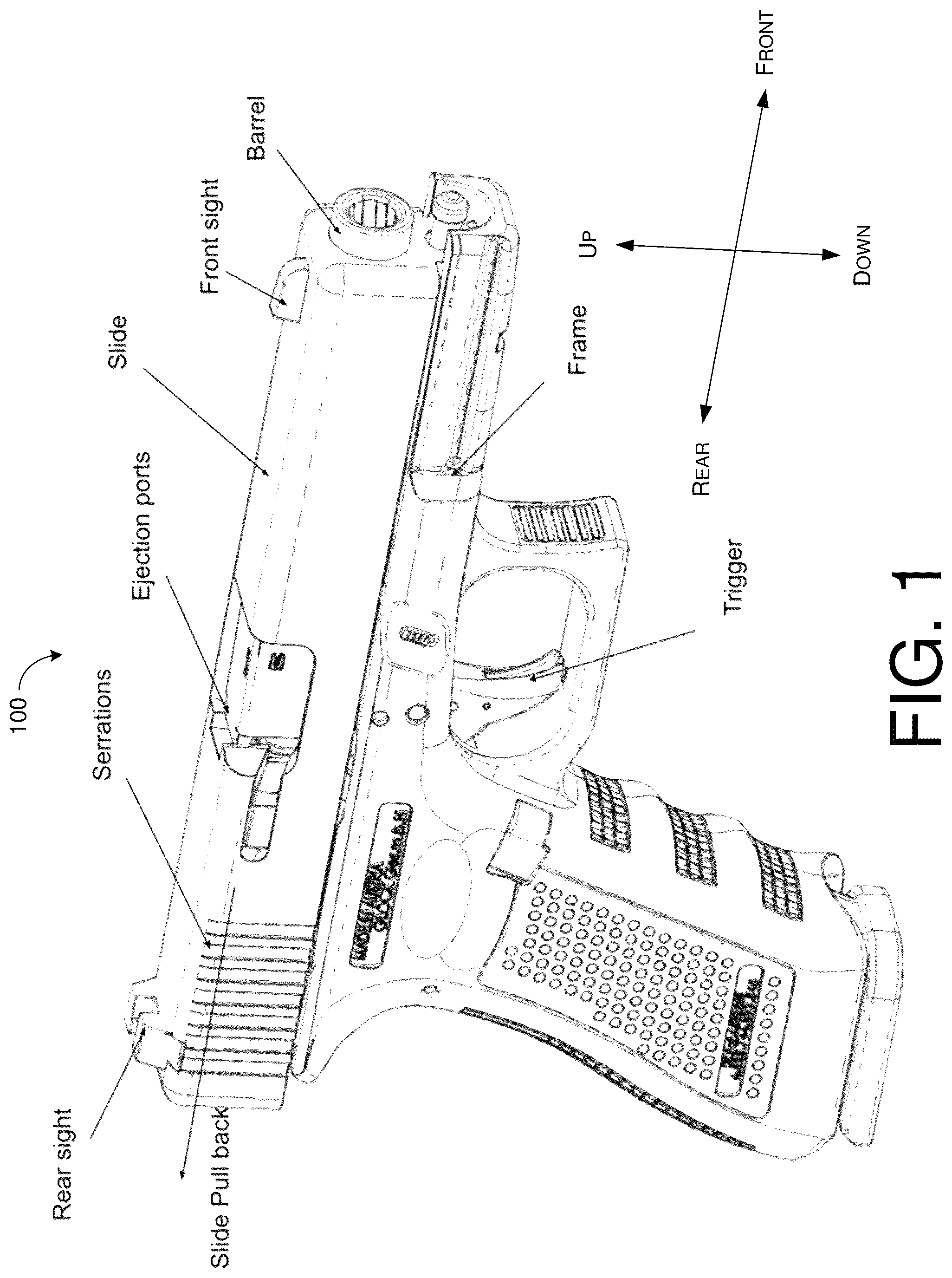 Patent US12422217 Figure 1 – Firearm holster with safety features