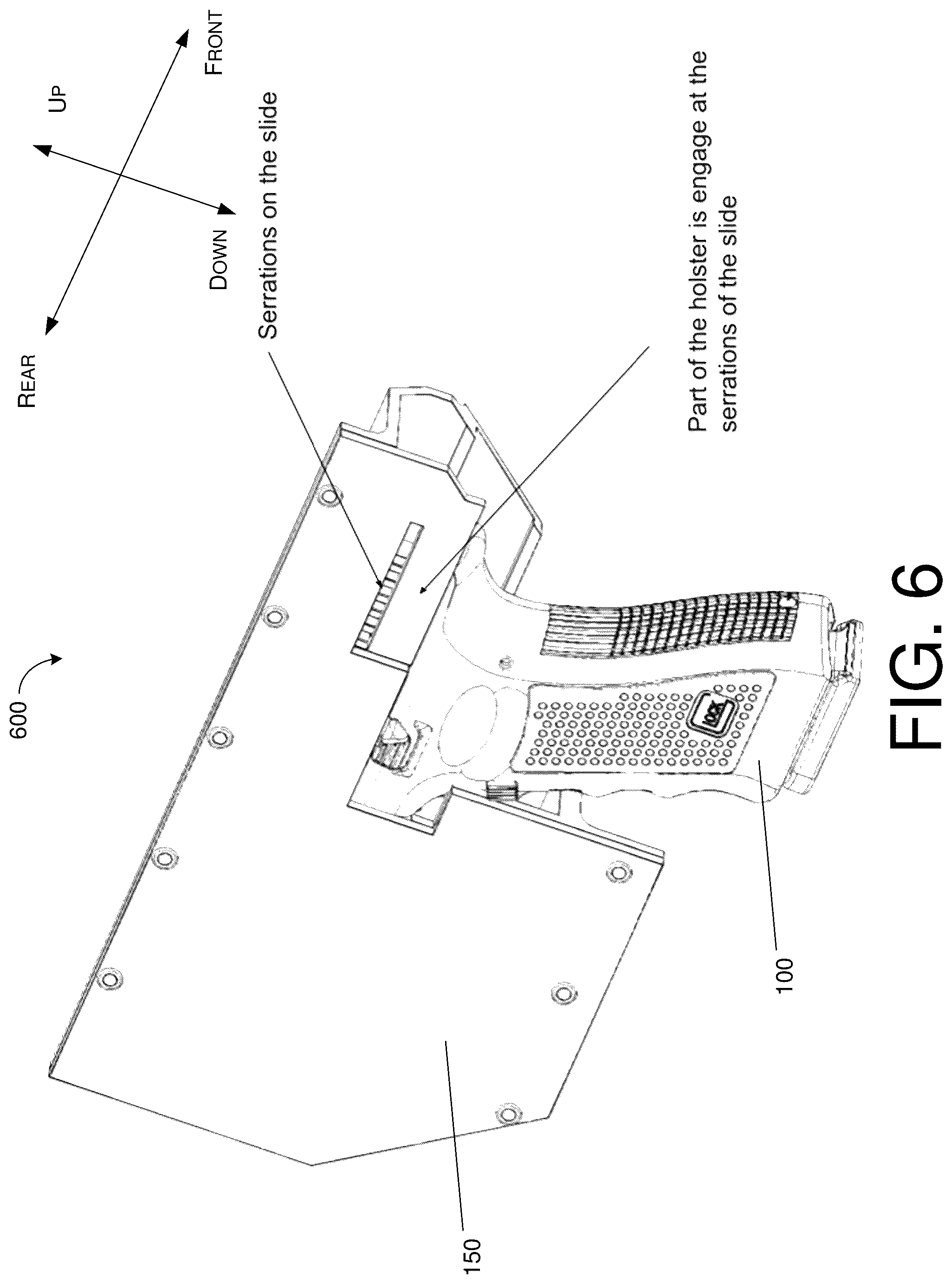 Patent US12422217 Figure 6 – Firearm holster with safety features