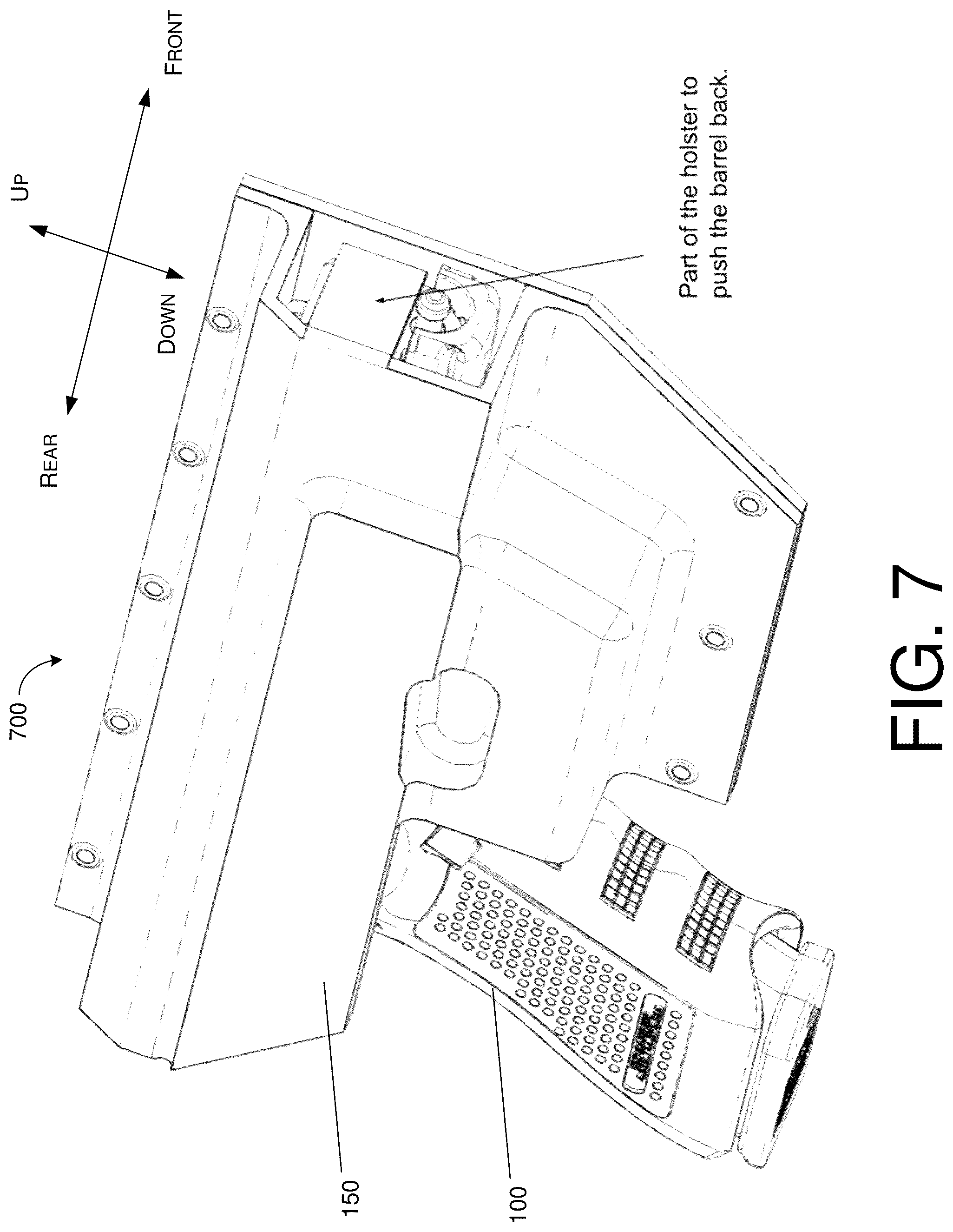 Patent US12422217 Figure 7 – Firearm holster with safety features