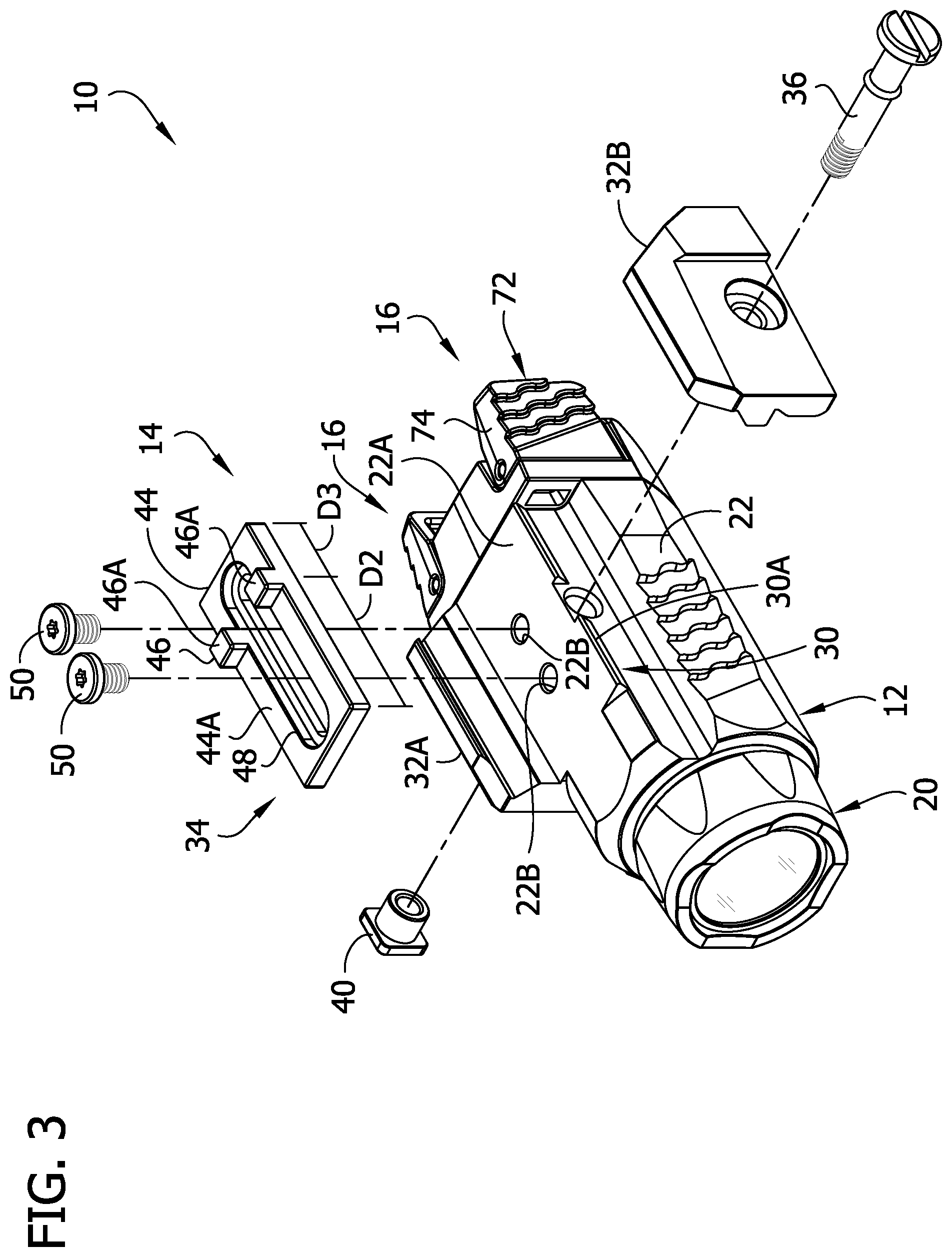 Patent US12422220 Figure 3 – Electronic firearm accessory with light source
