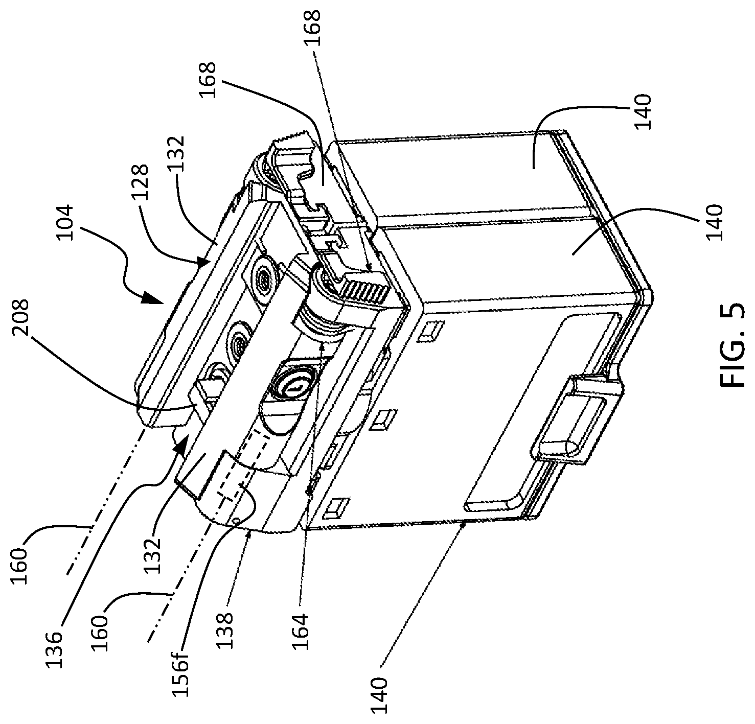 Patent US12422225 Figure 5 – Battery pack adapter assembly for powered weapon accessory rail interface
