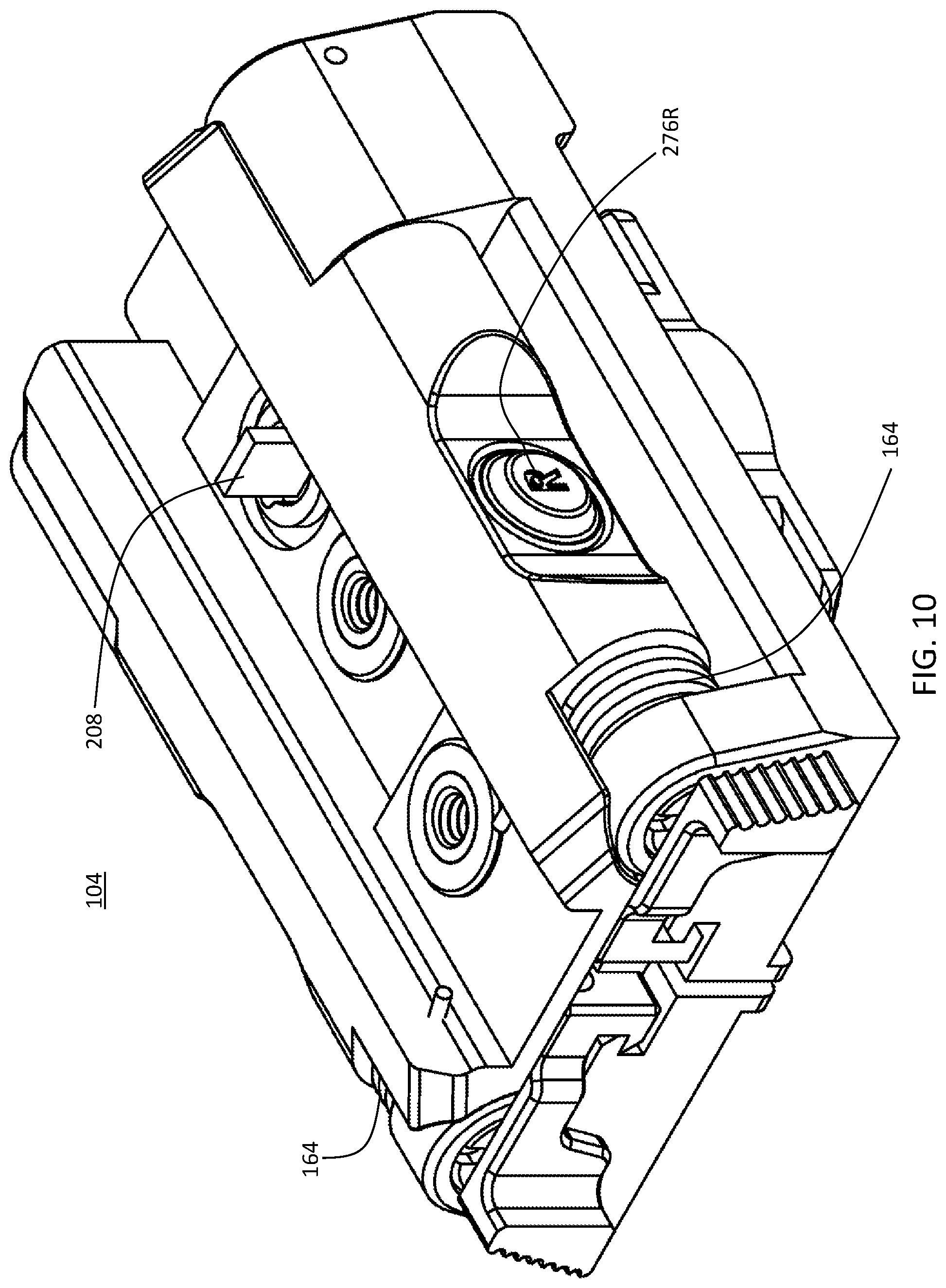 Patent US12422225 Figure 10 – Battery pack adapter assembly for powered weapon accessory rail interface