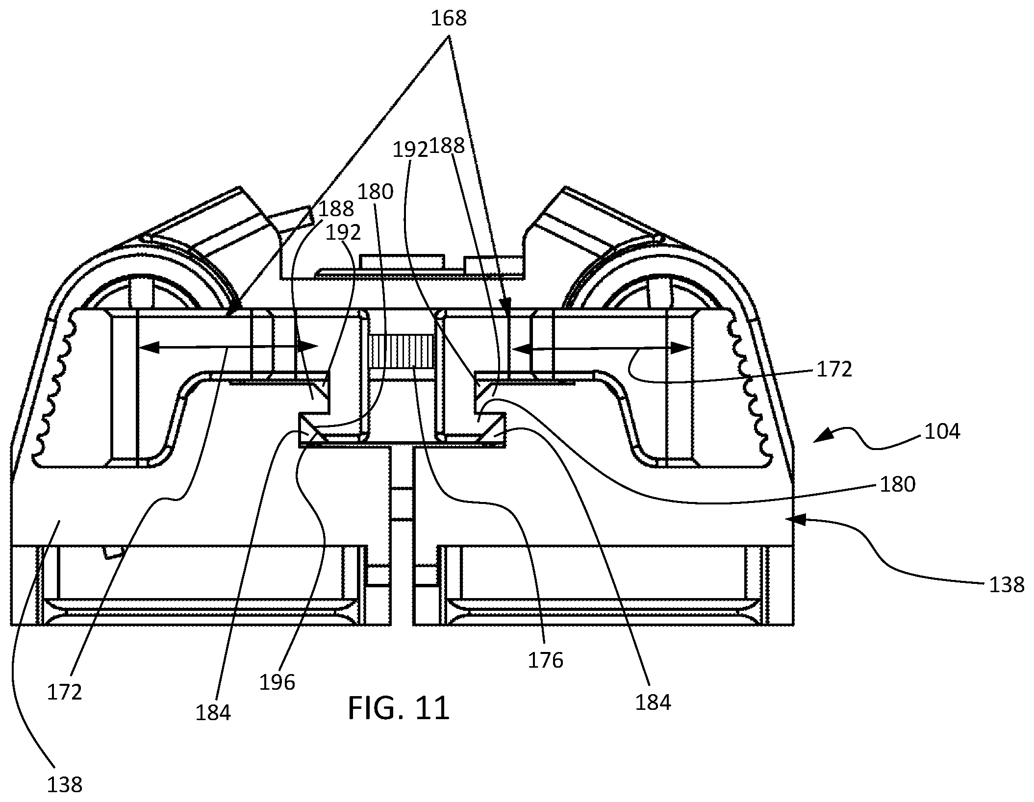 Patent US12422225 Figure 11 – Battery pack adapter assembly for powered weapon accessory rail interface