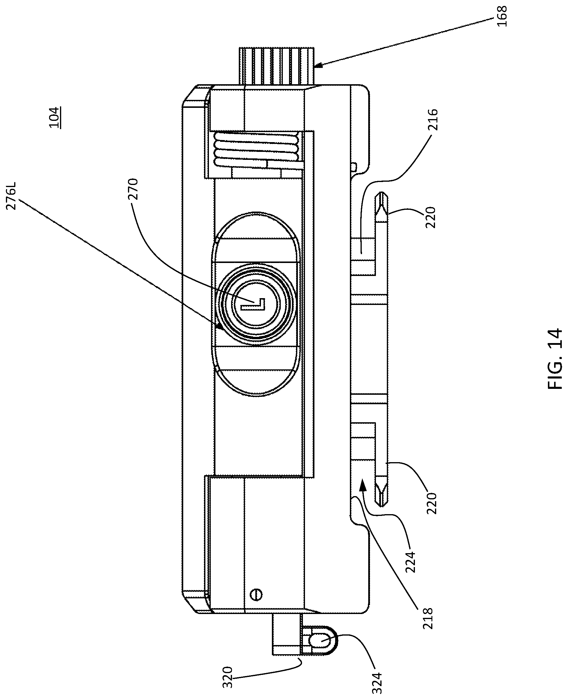 Patent US12422225 Figure 14 – Battery pack adapter assembly for powered weapon accessory rail interface