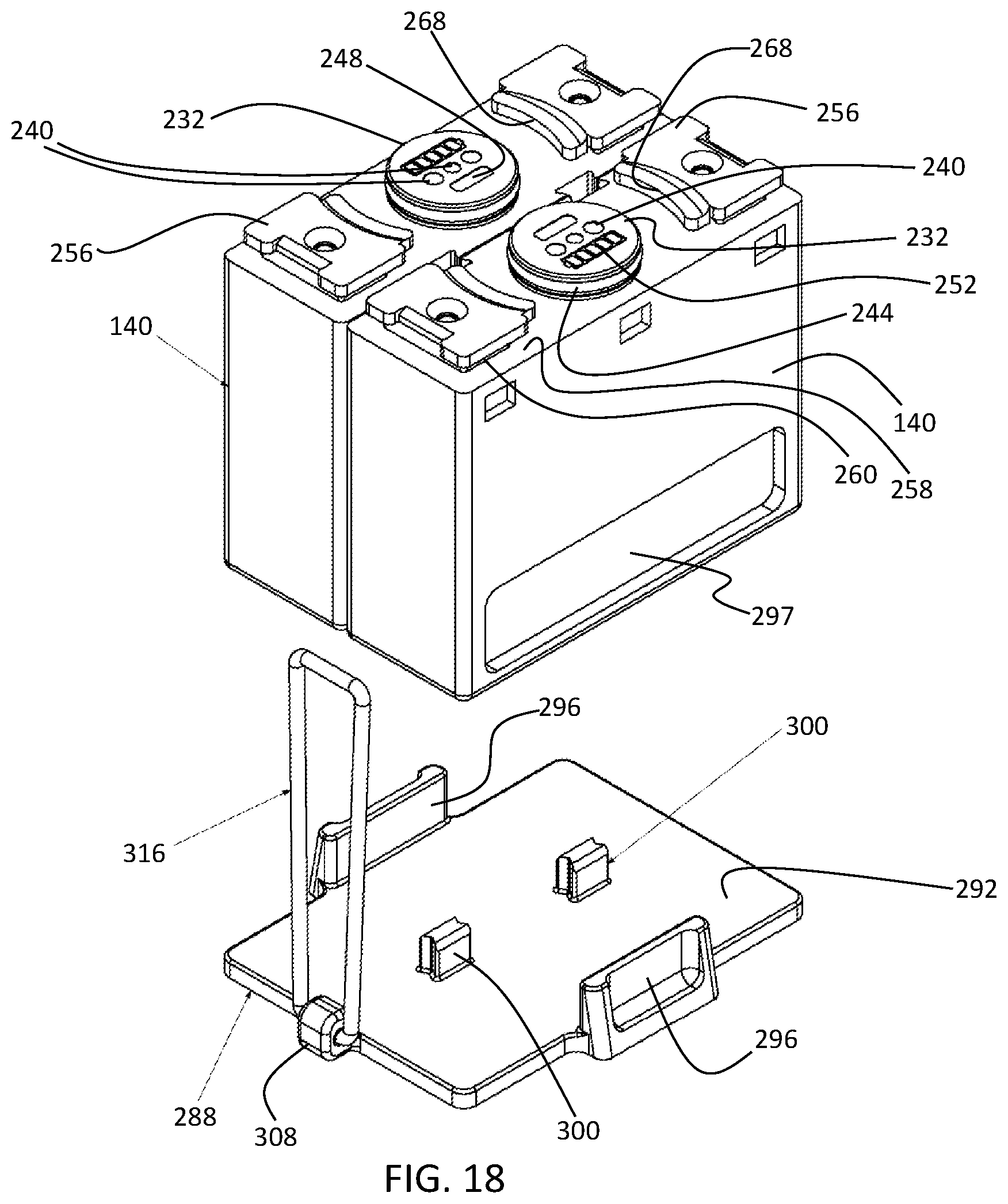 Patent US12422225 Figure 18 – Battery pack adapter assembly for powered weapon accessory rail interface