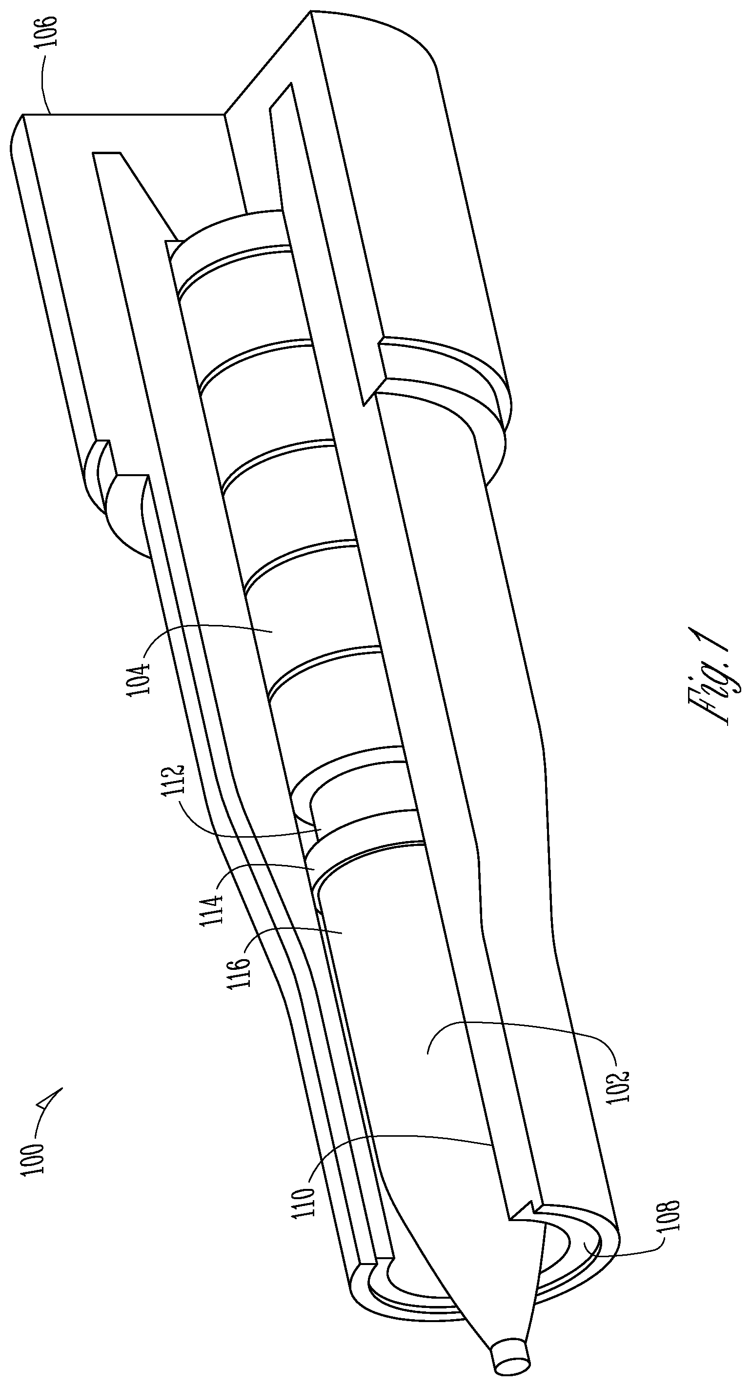 Patent US12422234 Figure 1 – Integrated driving band obturator for artillery