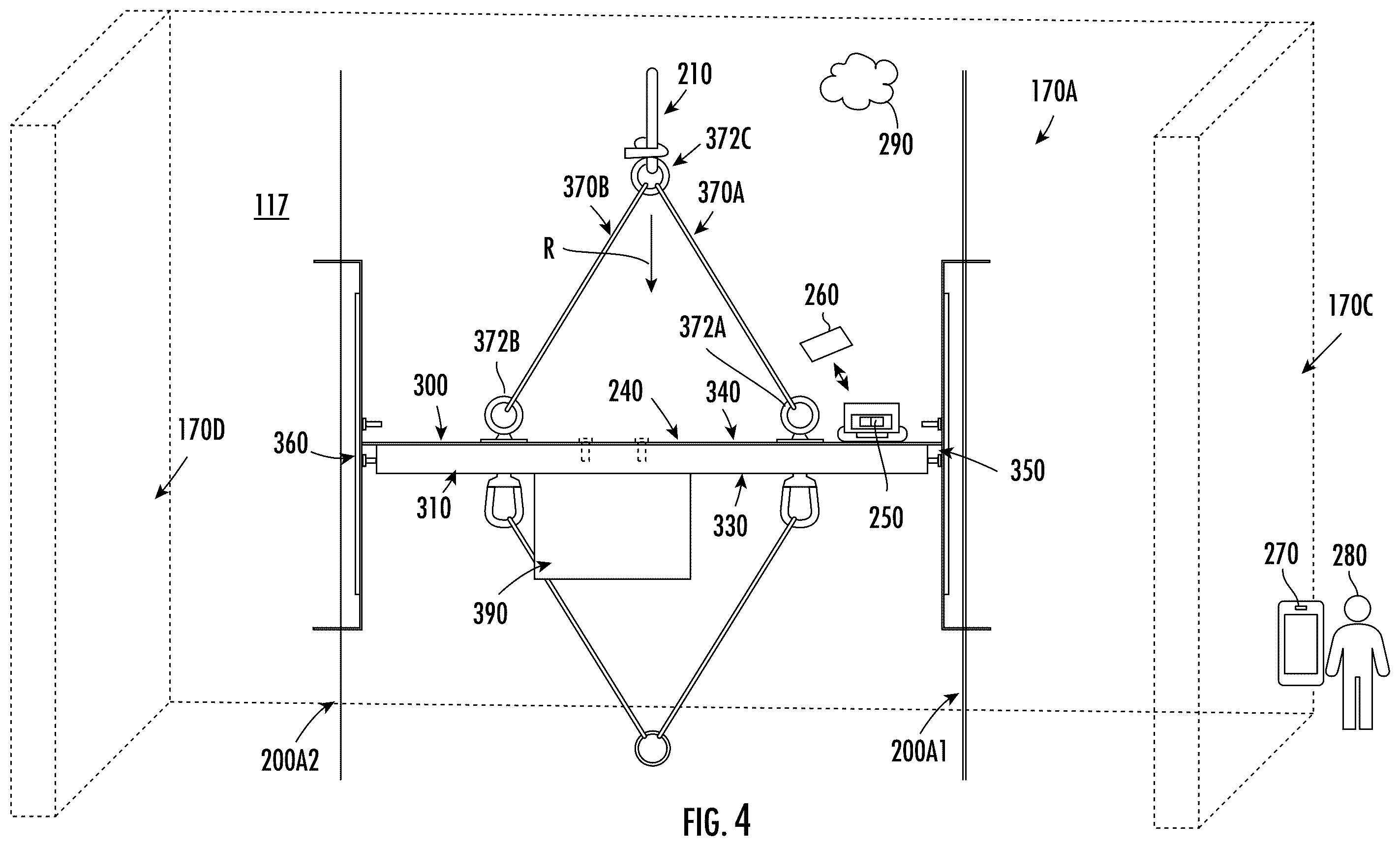 Patent US12422252 Figure 4 – Hoistway survey tool and method of surveying a hoistway