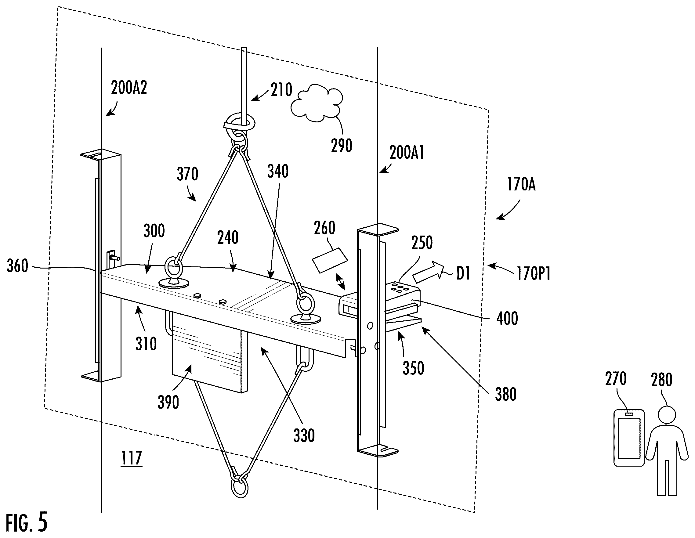 Patent US12422252 Figure 5 – Hoistway survey tool and method of surveying a hoistway