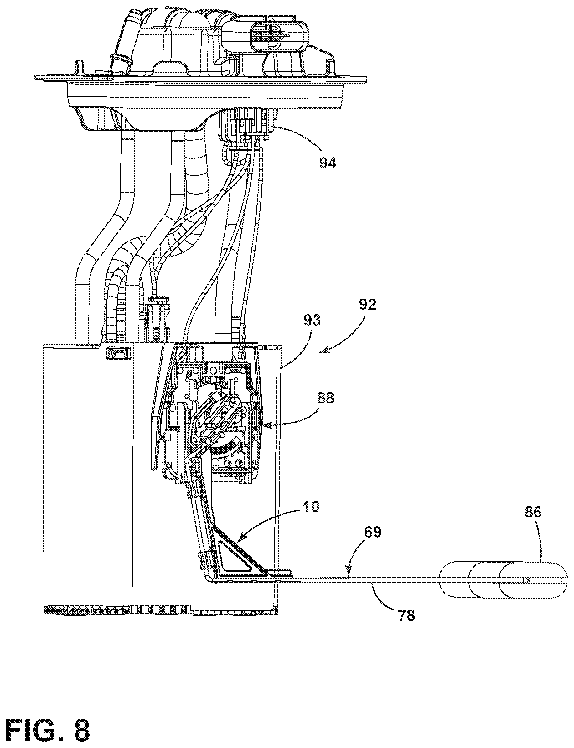 Patent US12422297 Figure 8 – Reinforcement support brace for a float arm
