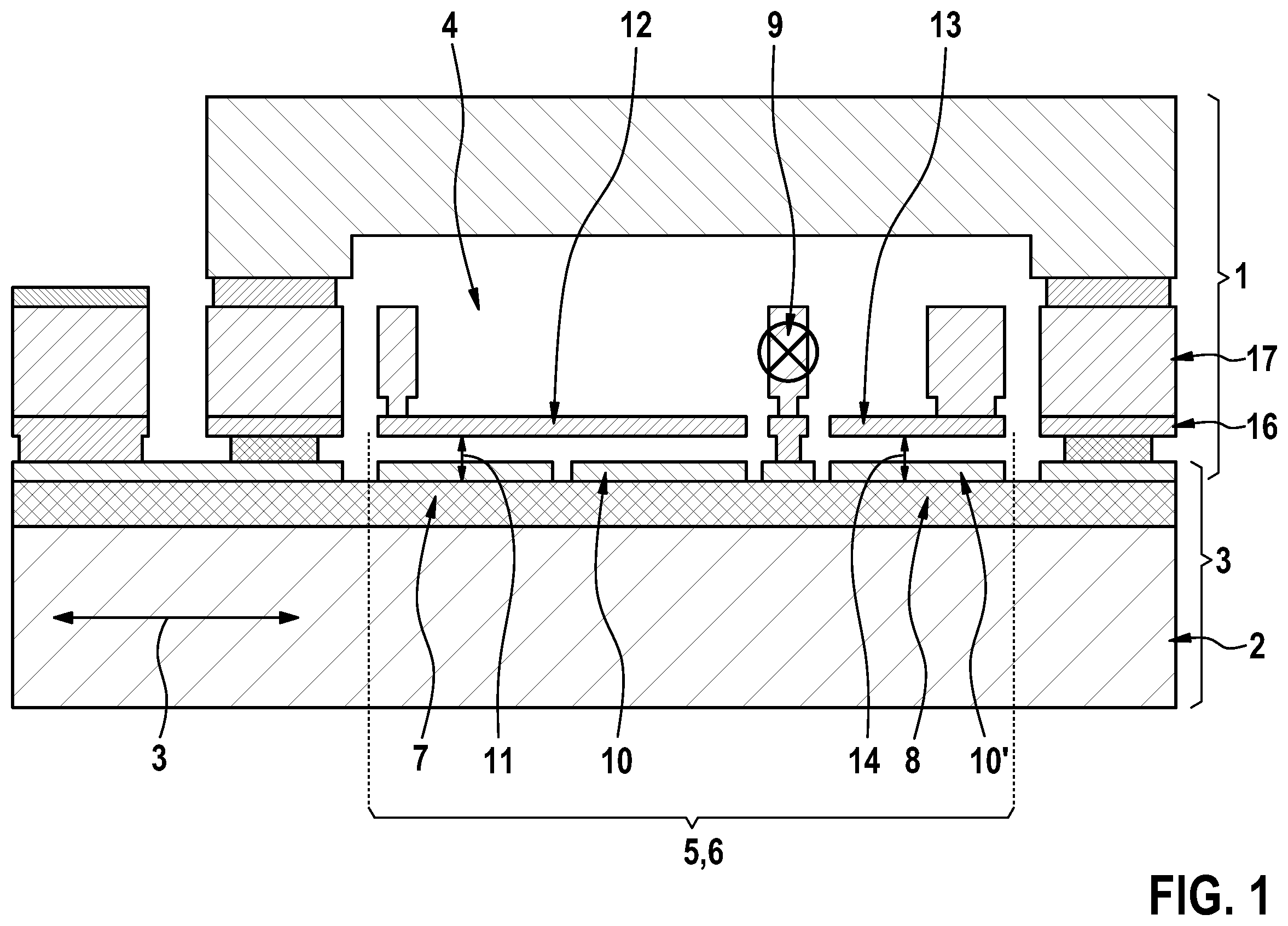 Patent US12422313 Figure 1 – Sensor device for measuring a temperature difference in a computer chip system