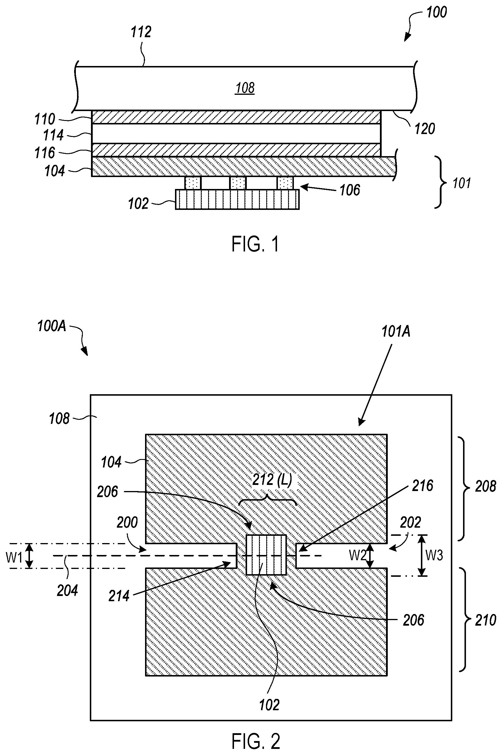 Patent US12422314 Figure 1 – Input structures that include slots that create a stress concentration region in a substrate for strain detection by a sensor