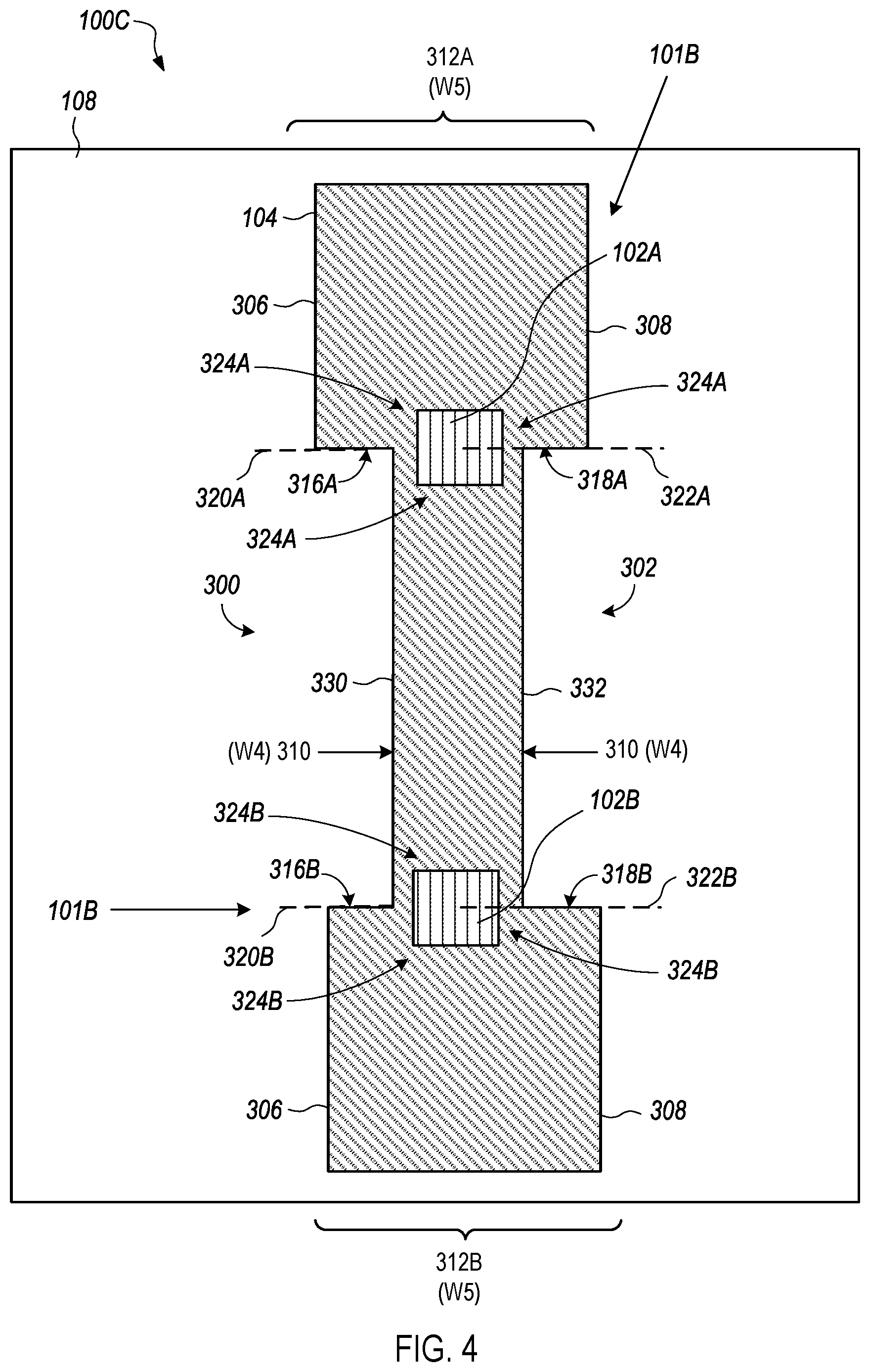 Patent US12422314 Figure 3 – Input structures that include slots that create a stress concentration region in a substrate for strain detection by a sensor