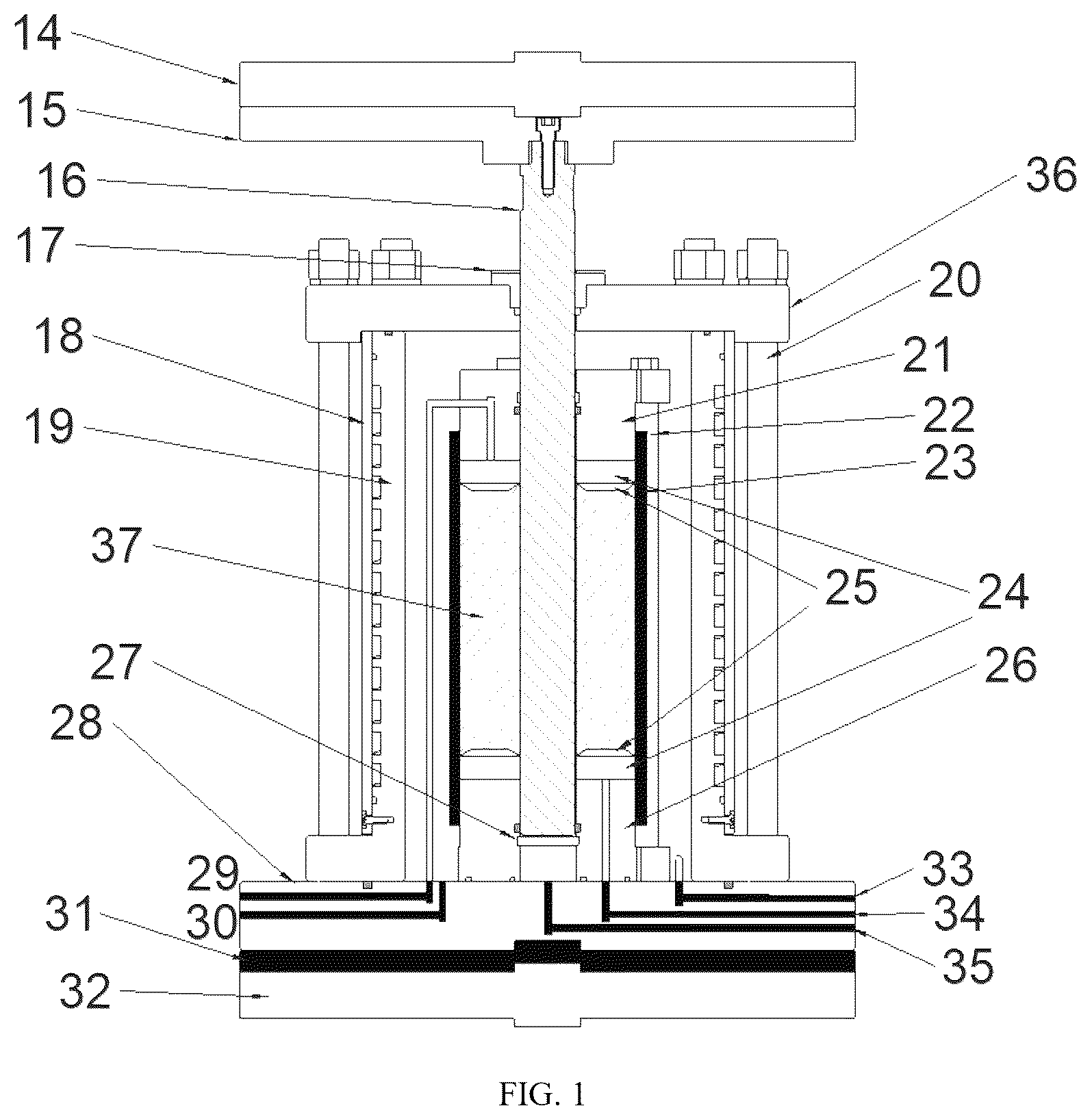 Patent US12422346 Figure 1 – Experimental apparatus and method for interfacial shear characteristic between hydrate-bearing sediment and structure
