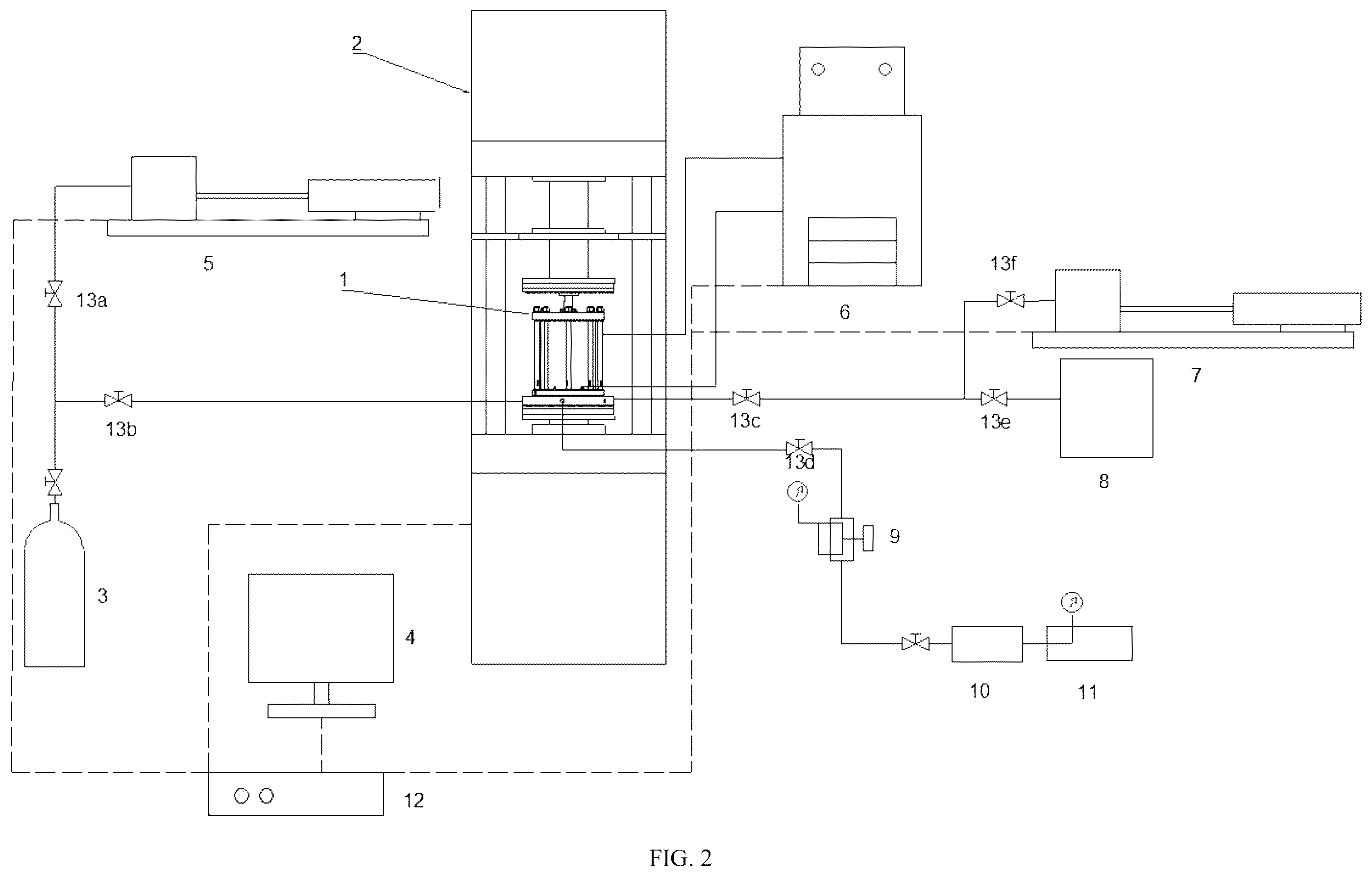 Patent US12422346 Figure 2 – Experimental apparatus and method for interfacial shear characteristic between hydrate-bearing sediment and structure
