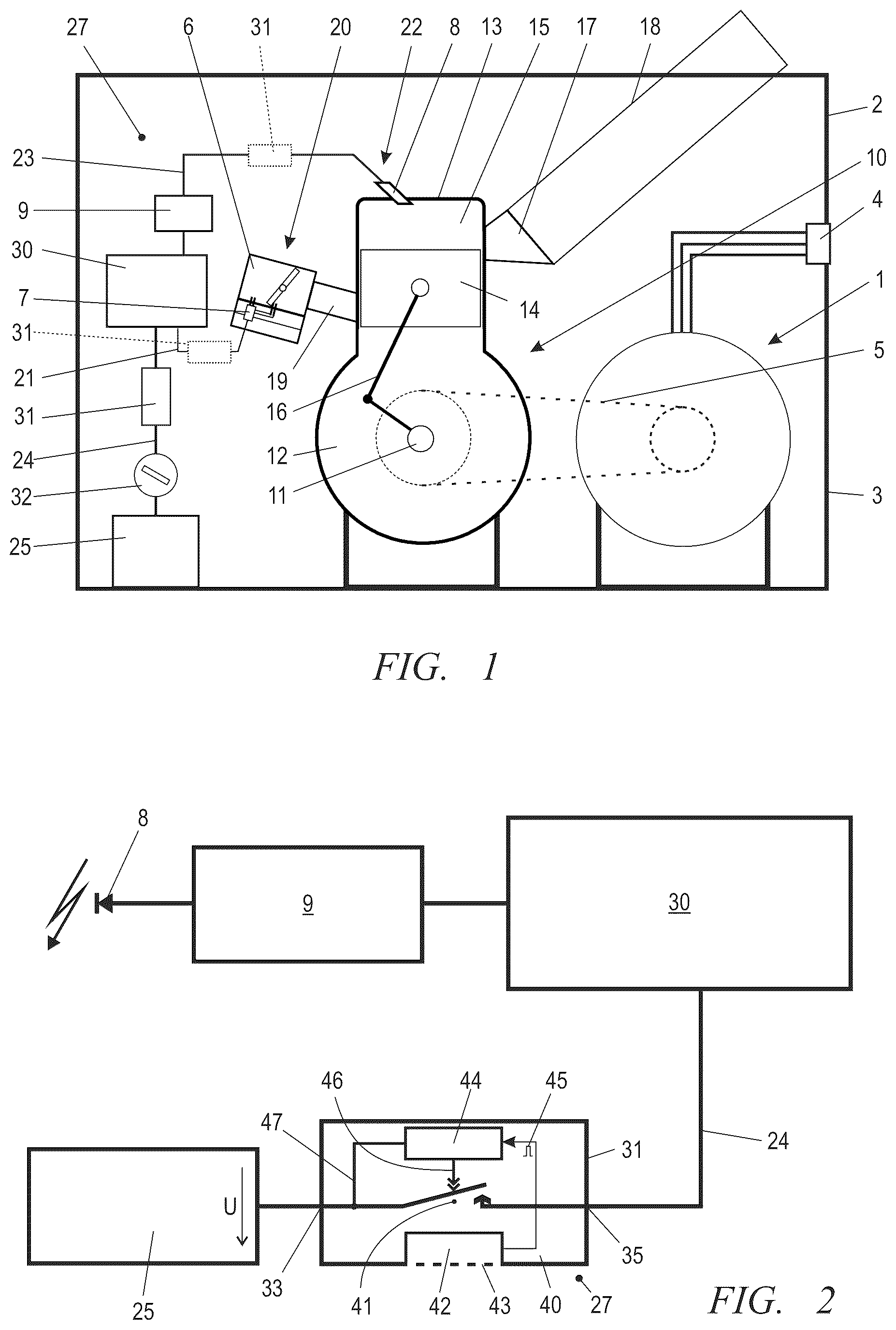 Patent US12422422 Figure 1 – Internal combustion engine with a generator and a carbon monoxide sensor