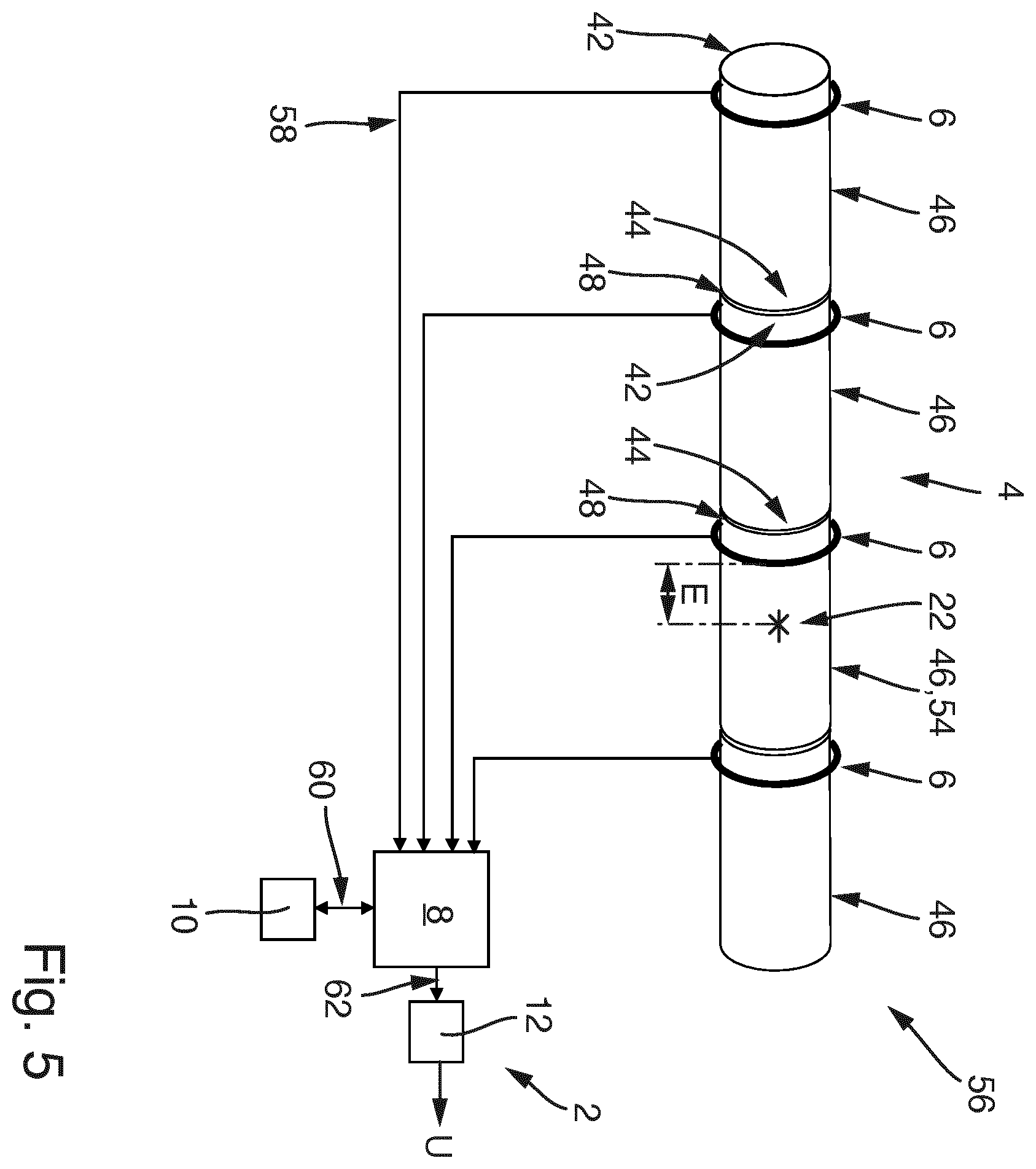 Patent US12422463 Figure 5 – System for a cable section, transmission system for transmitting electric energy, and method for operating the system