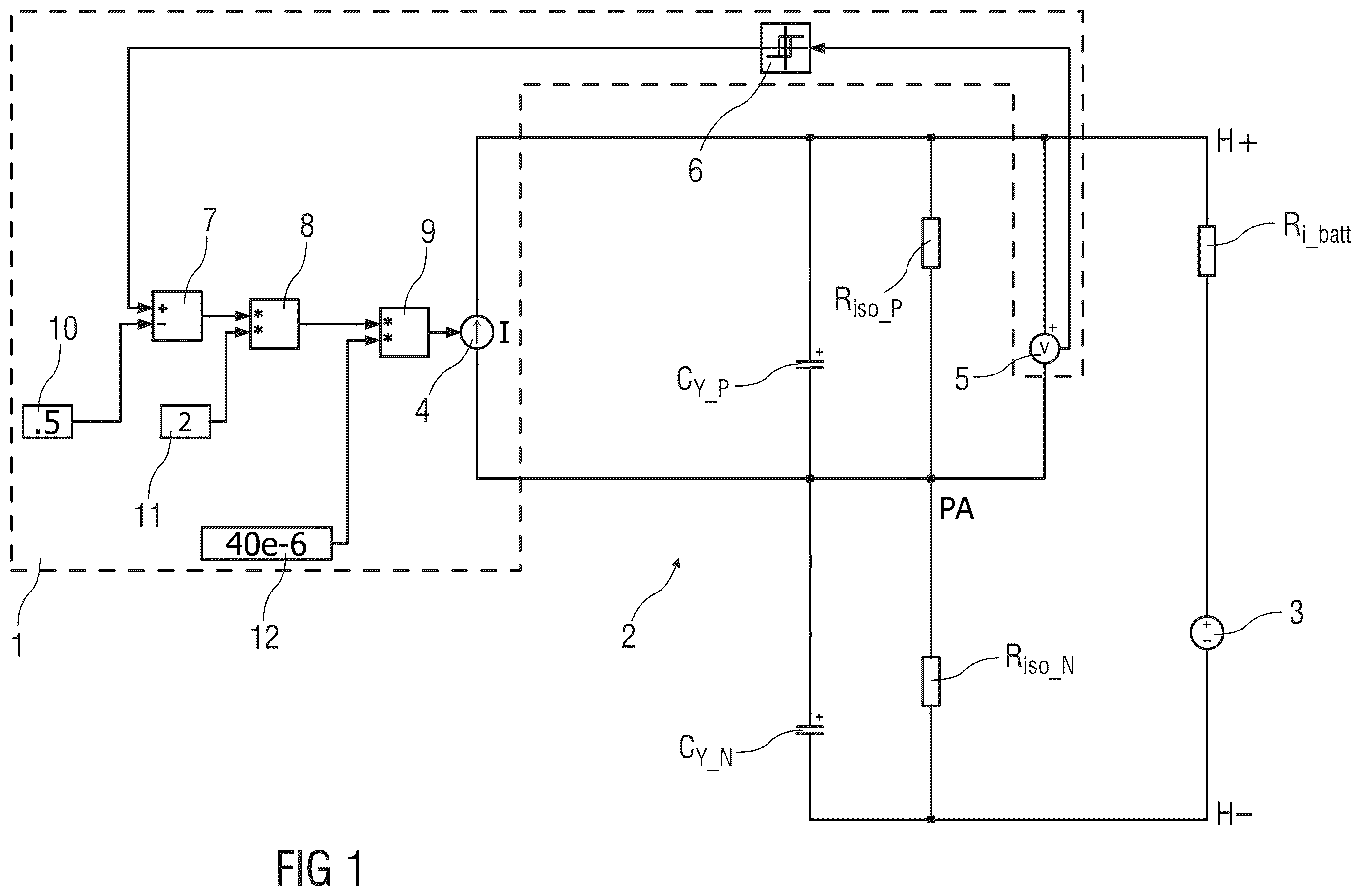 Patent US12422464 Figure 1 – Insulation monitor and method for operating same