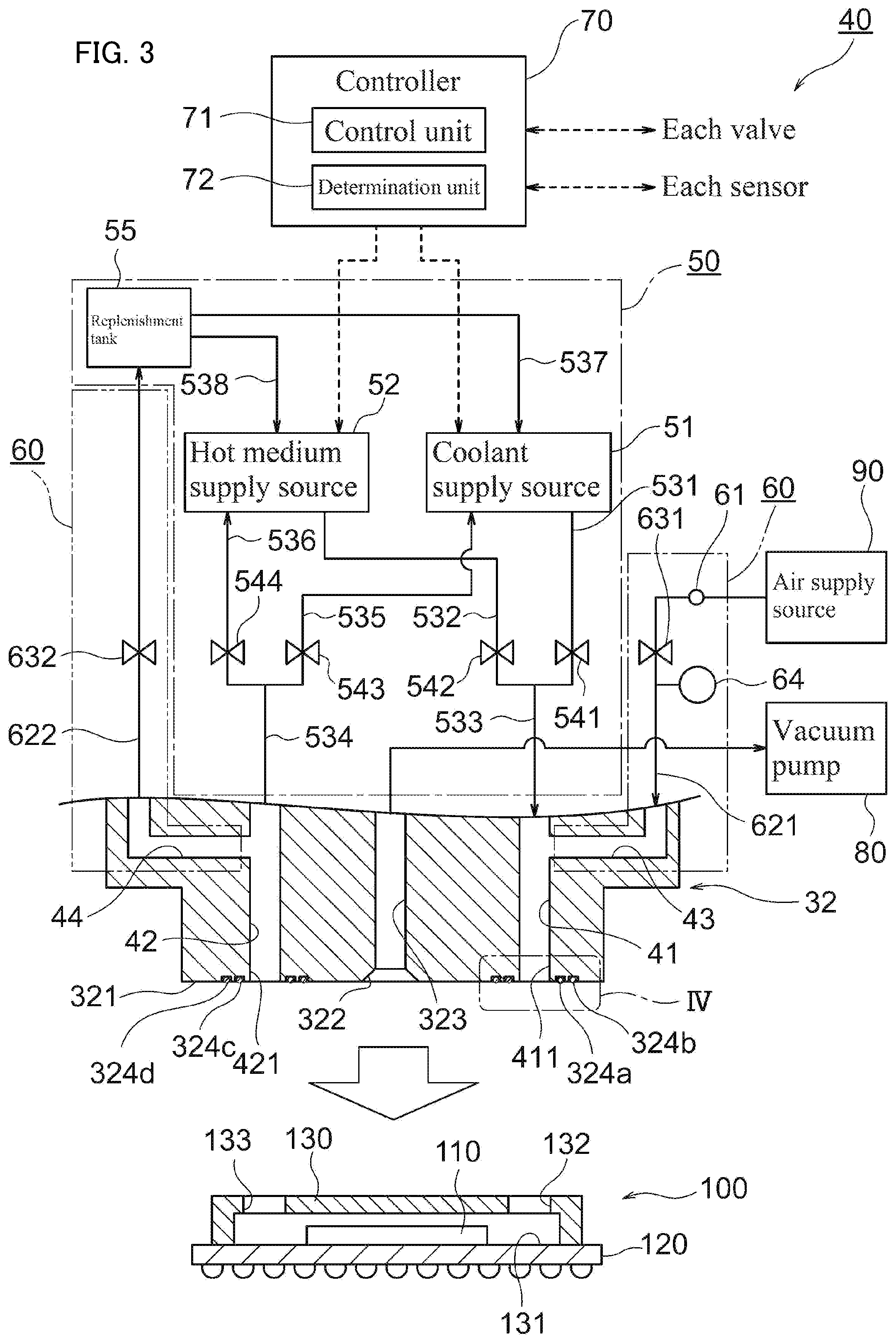 Patent US12422472 Figure 3 – Temperature control device, electronic component handling apparatus, electronic component test apparatus, and DUT temperature control method