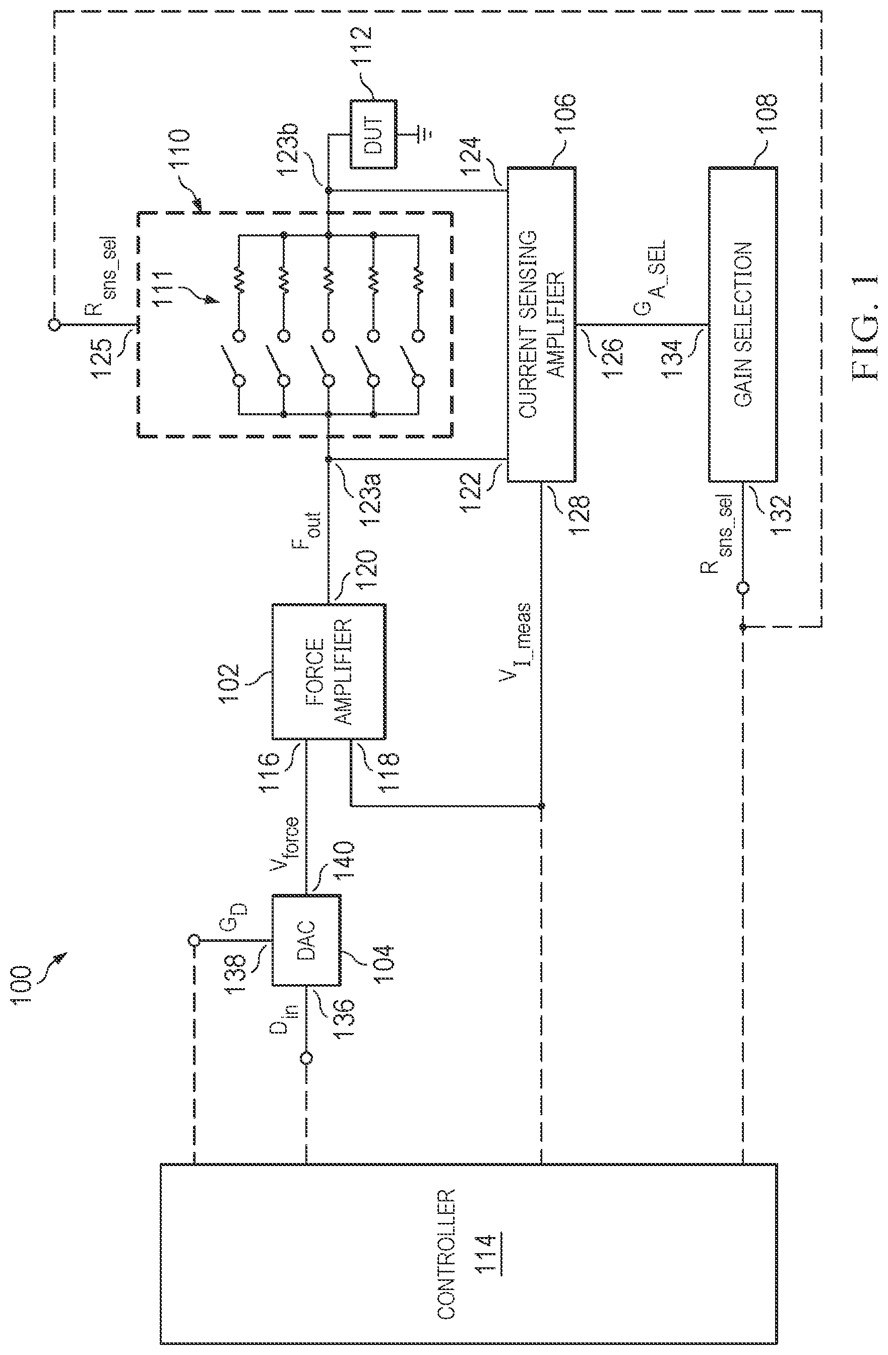 Patent US12422474 Figure 1 – Force/measure current gain trimming