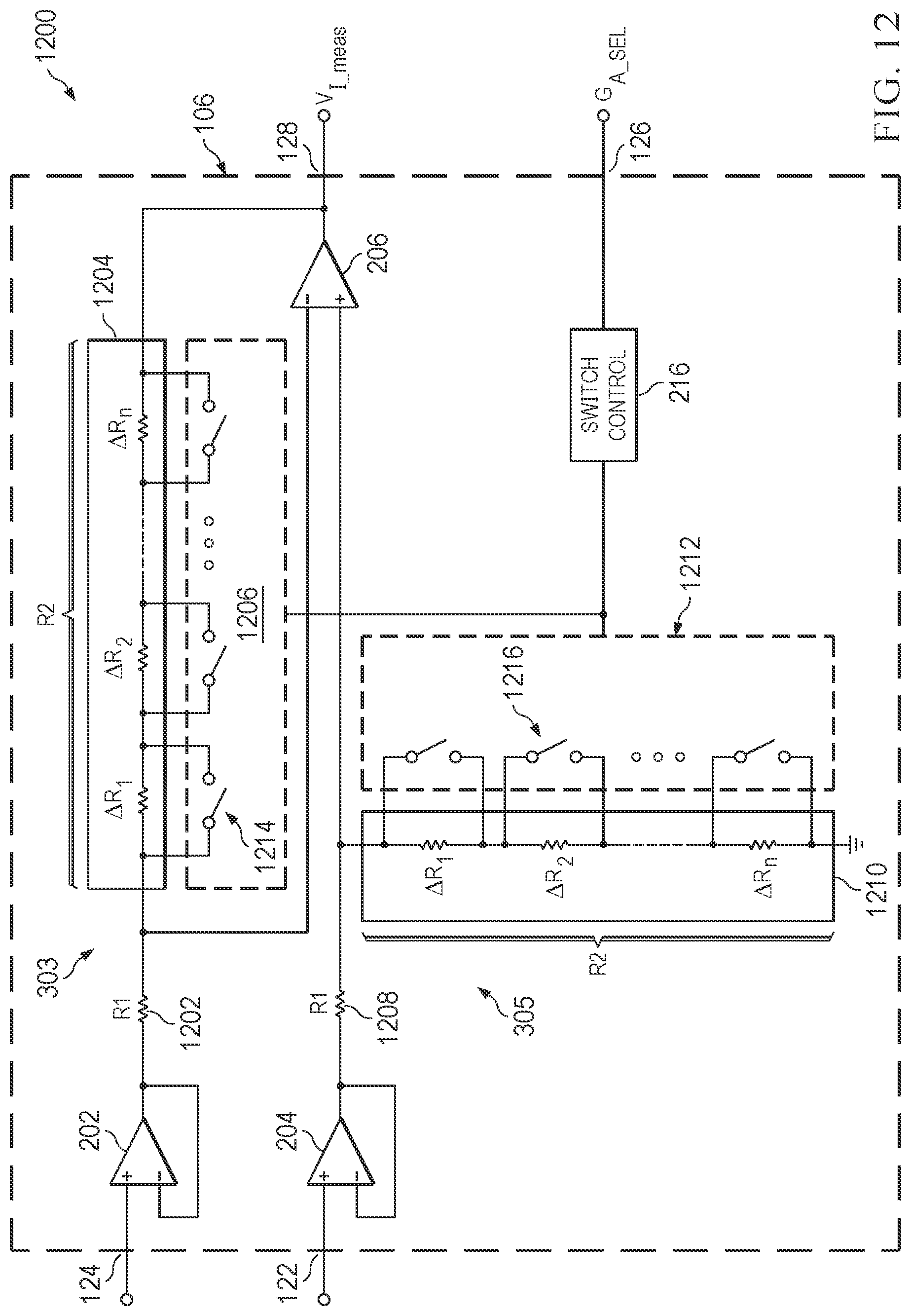 Patent US12422474 Figure 11 – Force/measure current gain trimming