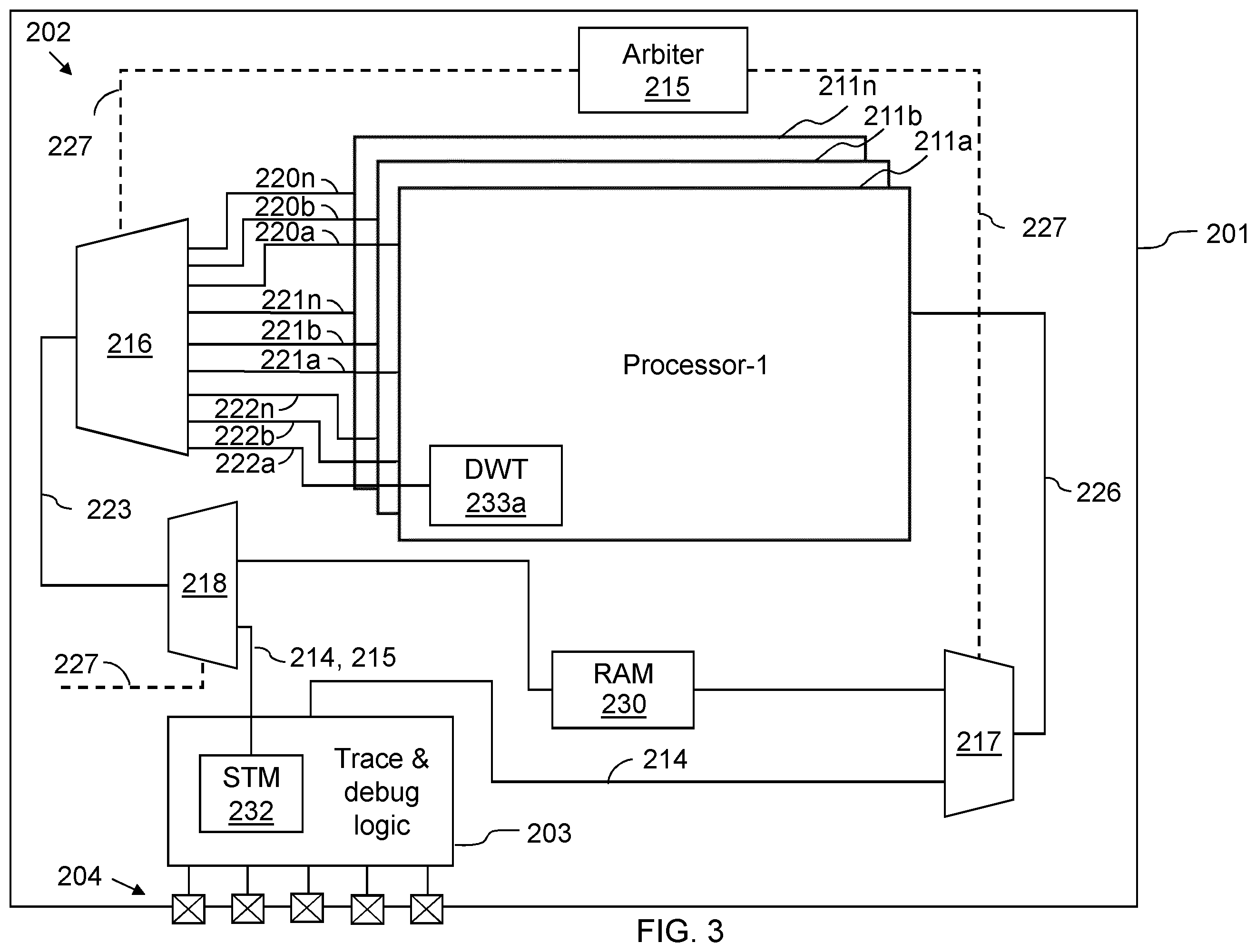 Patent US12422478 Figure 3 – Debug architecture