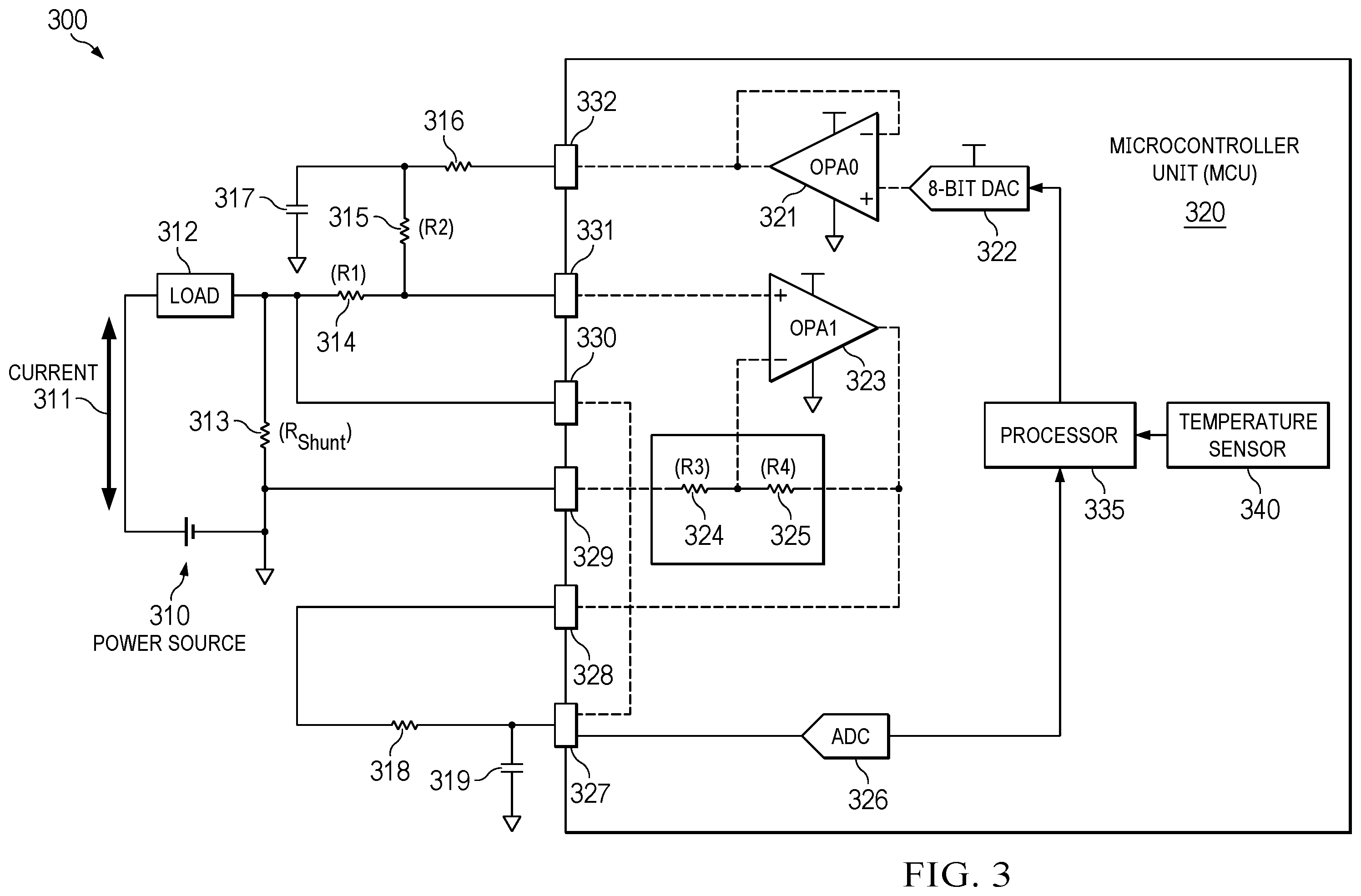 Patent US12422488 Figure 3 – Calibration of circuitry parameters for current sensing