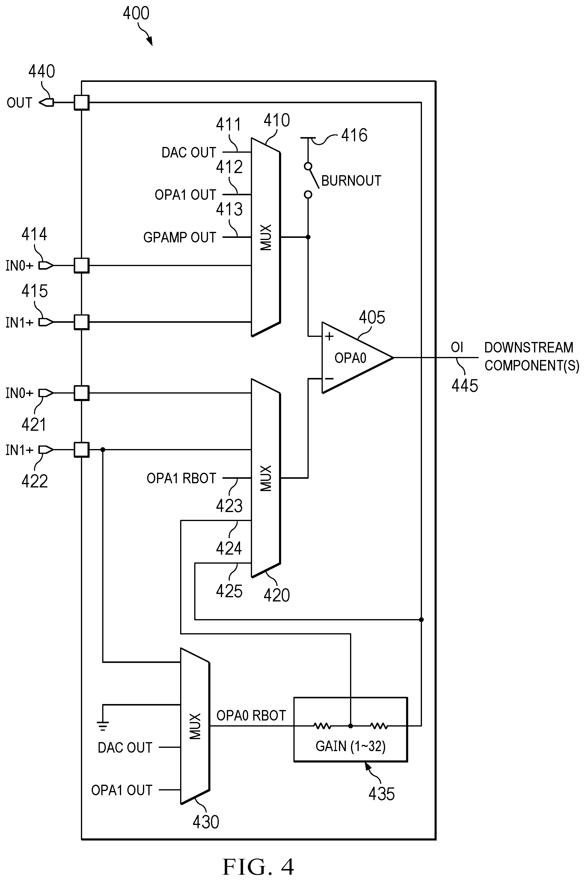 Patent US12422488 Figure 4 – Calibration of circuitry parameters for current sensing