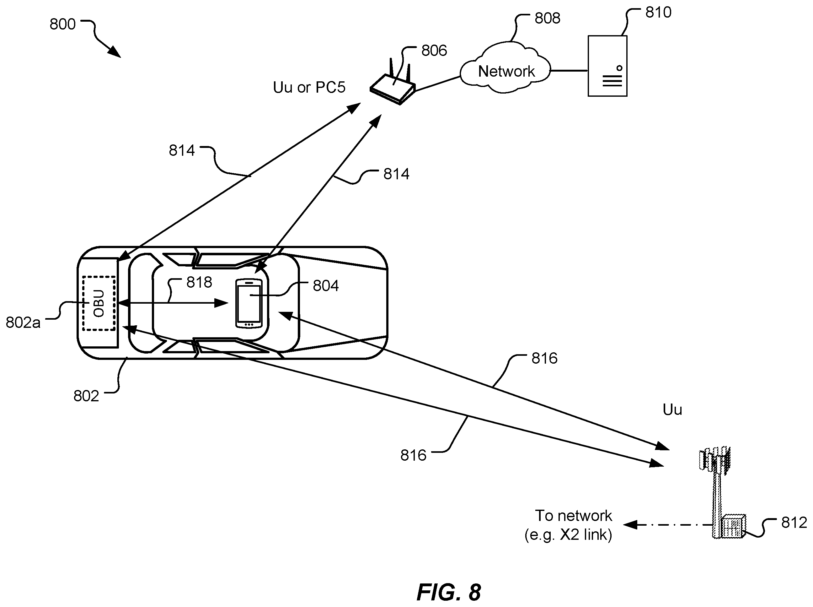 Patent US12422541 Figure 8 – Positioning co-located user equipment in a vehicle to everything (V2X) environment