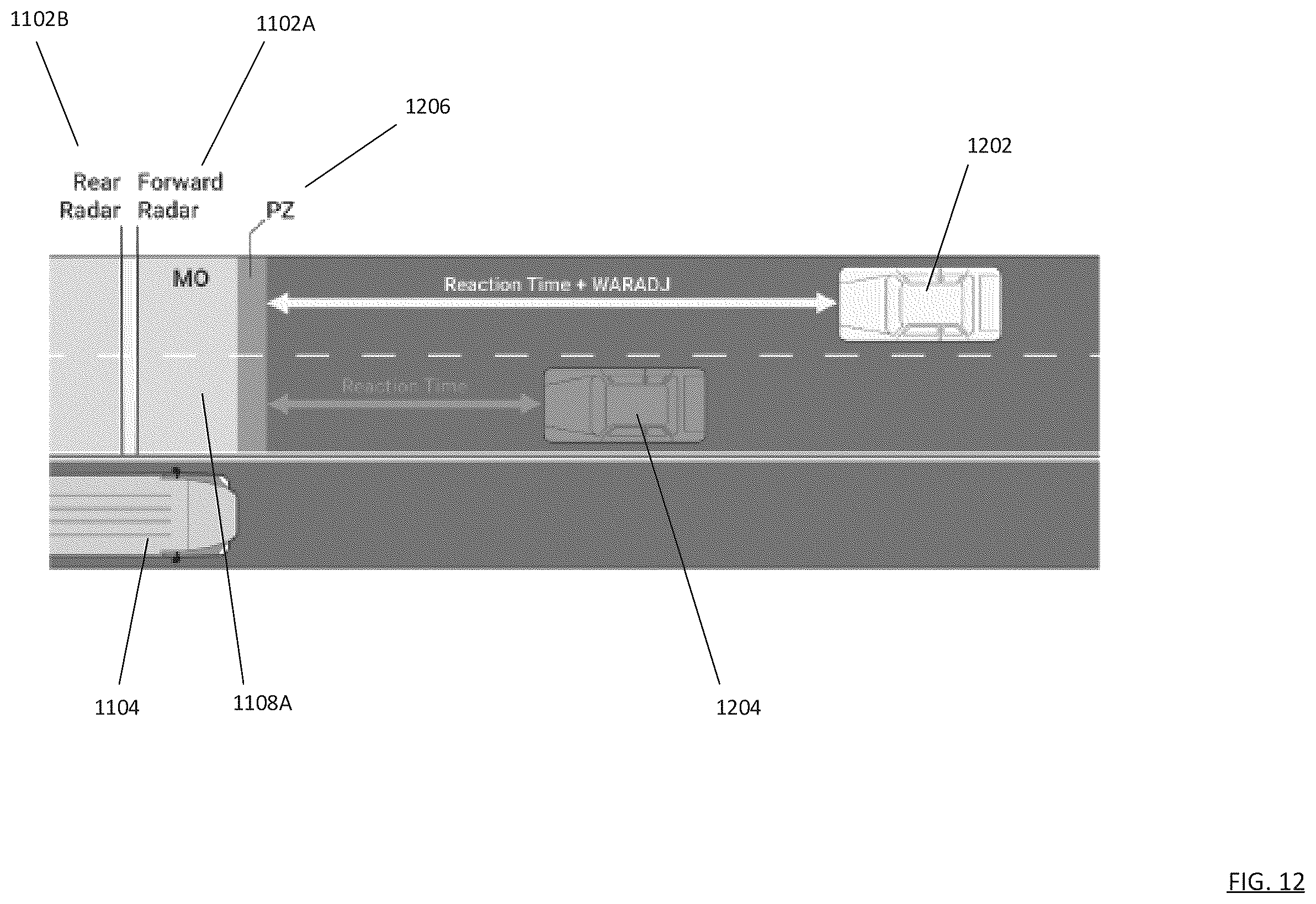 Patent US12422542 Figure 12 – Traffic monitoring and predictive analysis system for use with vehicle stop indicator systems using reaction time processing