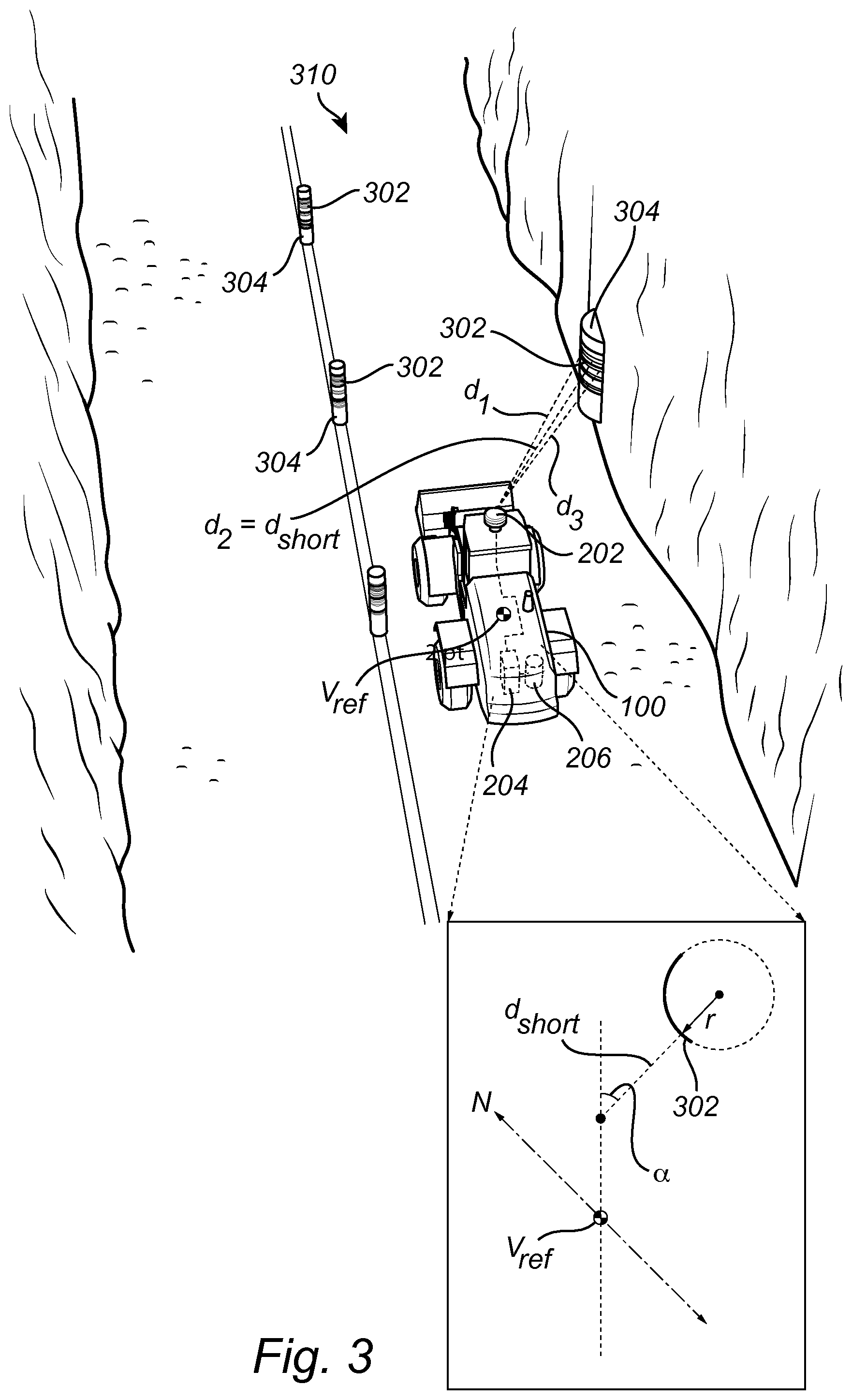 Patent US12422554 Figure 3 – Method for determining coordinates of a vehicle
