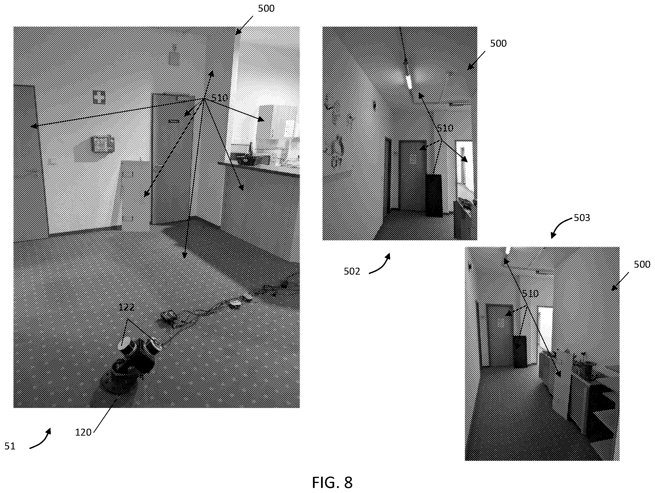 Patent US12422556 Figure 7 – Support system for mobile coordinate scanner