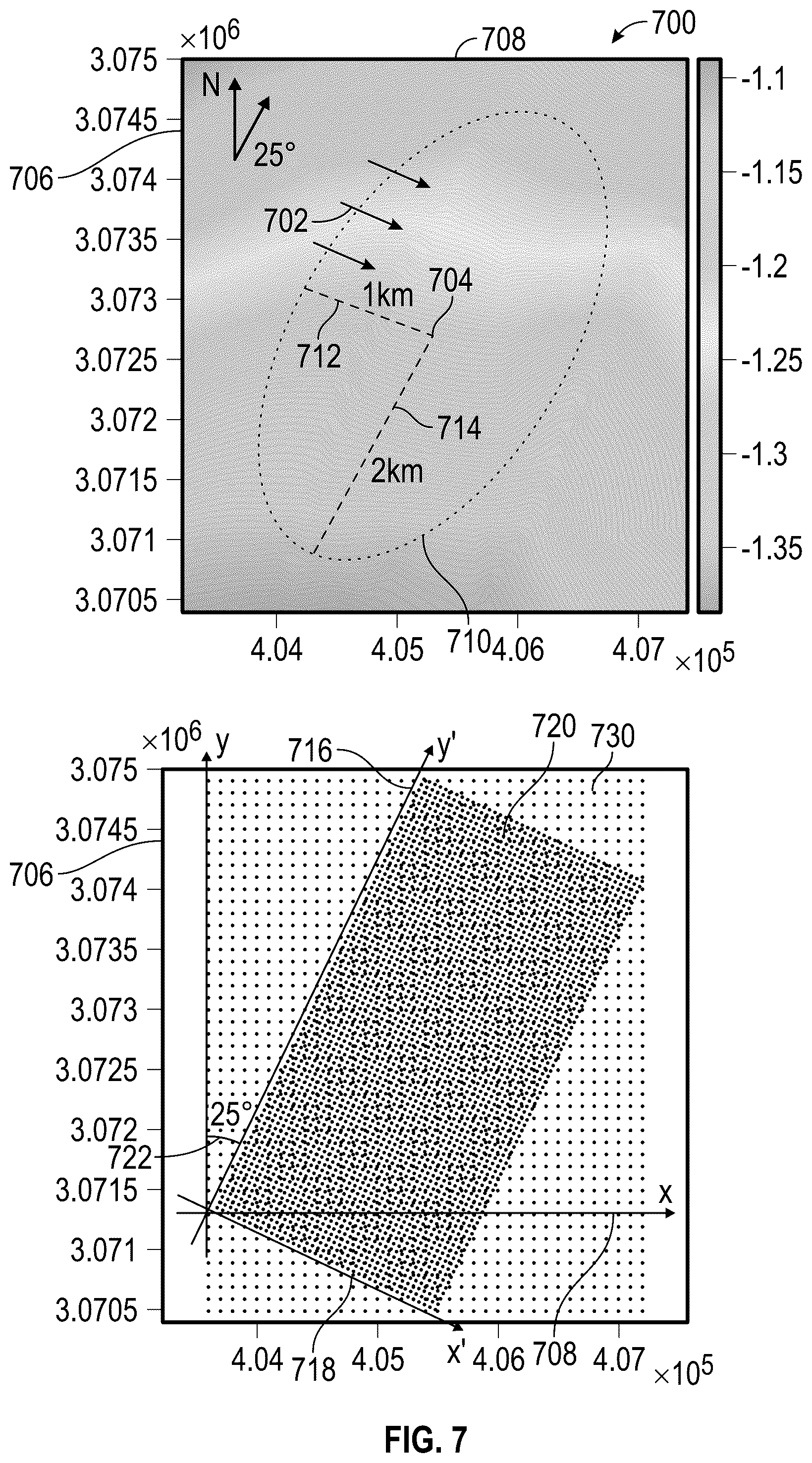 Patent US12422582 Figure 7 – Updating subsurface structural maps with well-measured orientation data while preserving local geological structures