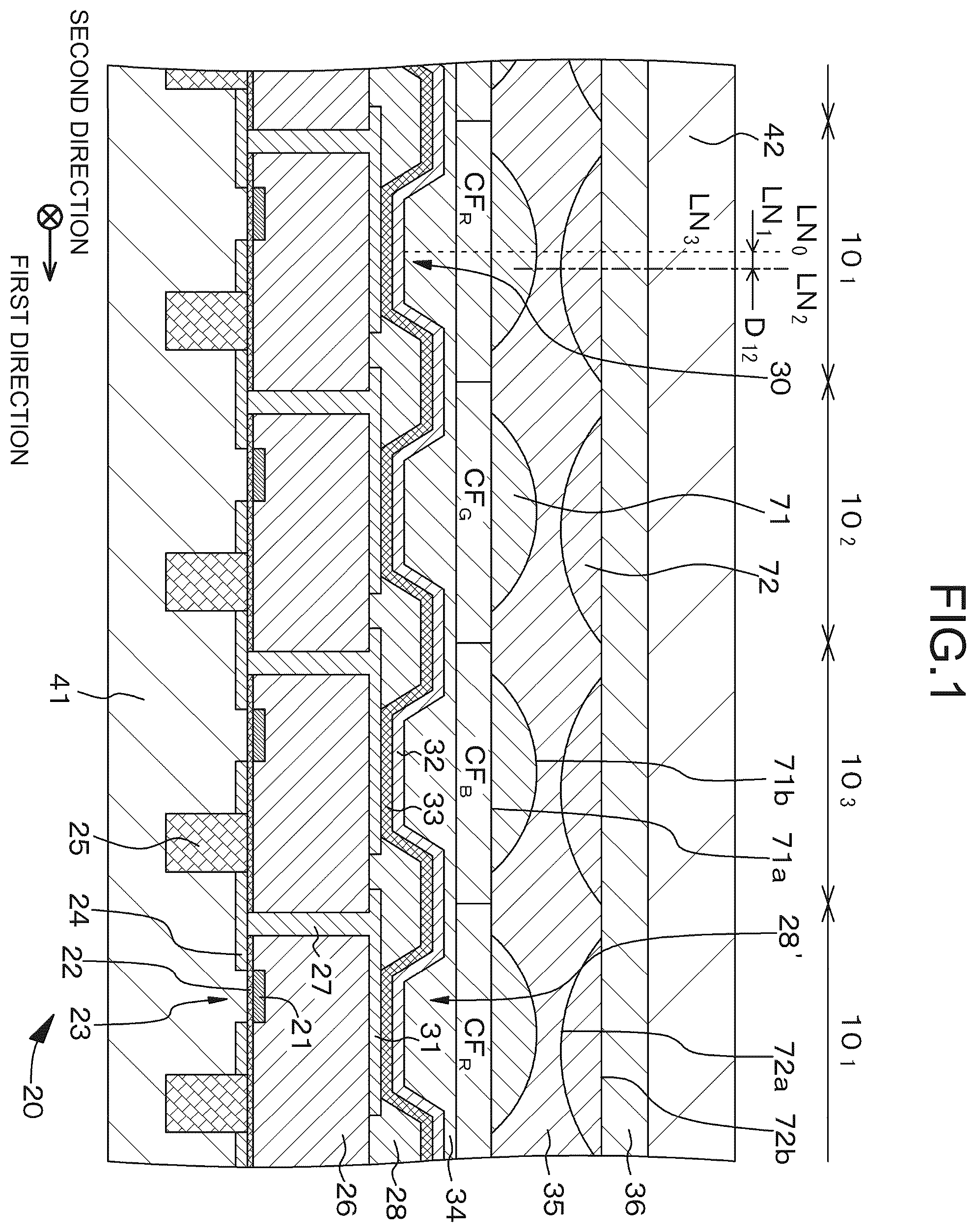 Patent US12422596 Figure 1 – Light-emitting element and display device