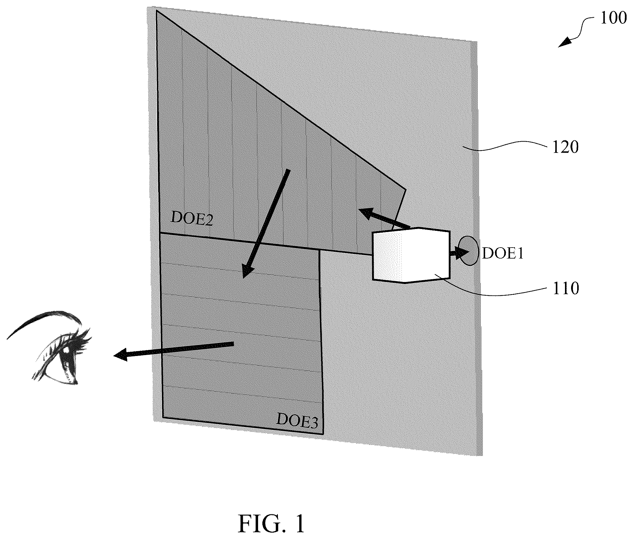Patent US12422601 Figure 1 – Optical element, image waveguide method, head-mounted display apparatus and diffractive waveguide display