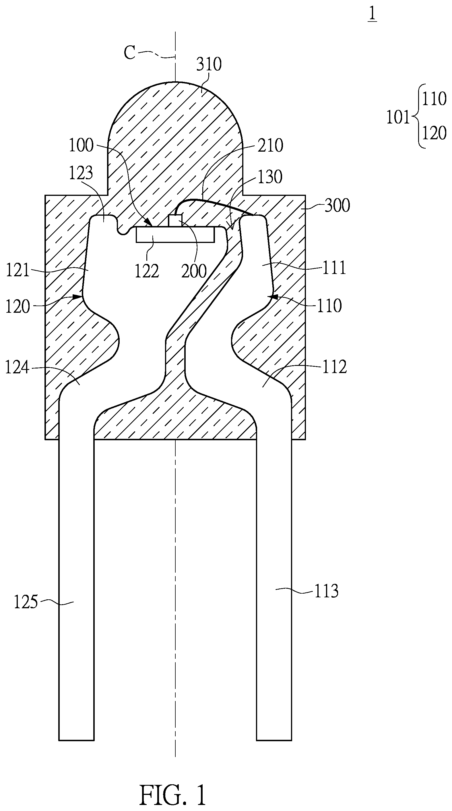 Patent US12422616 Figure 1 – Optoelectronic package structure
