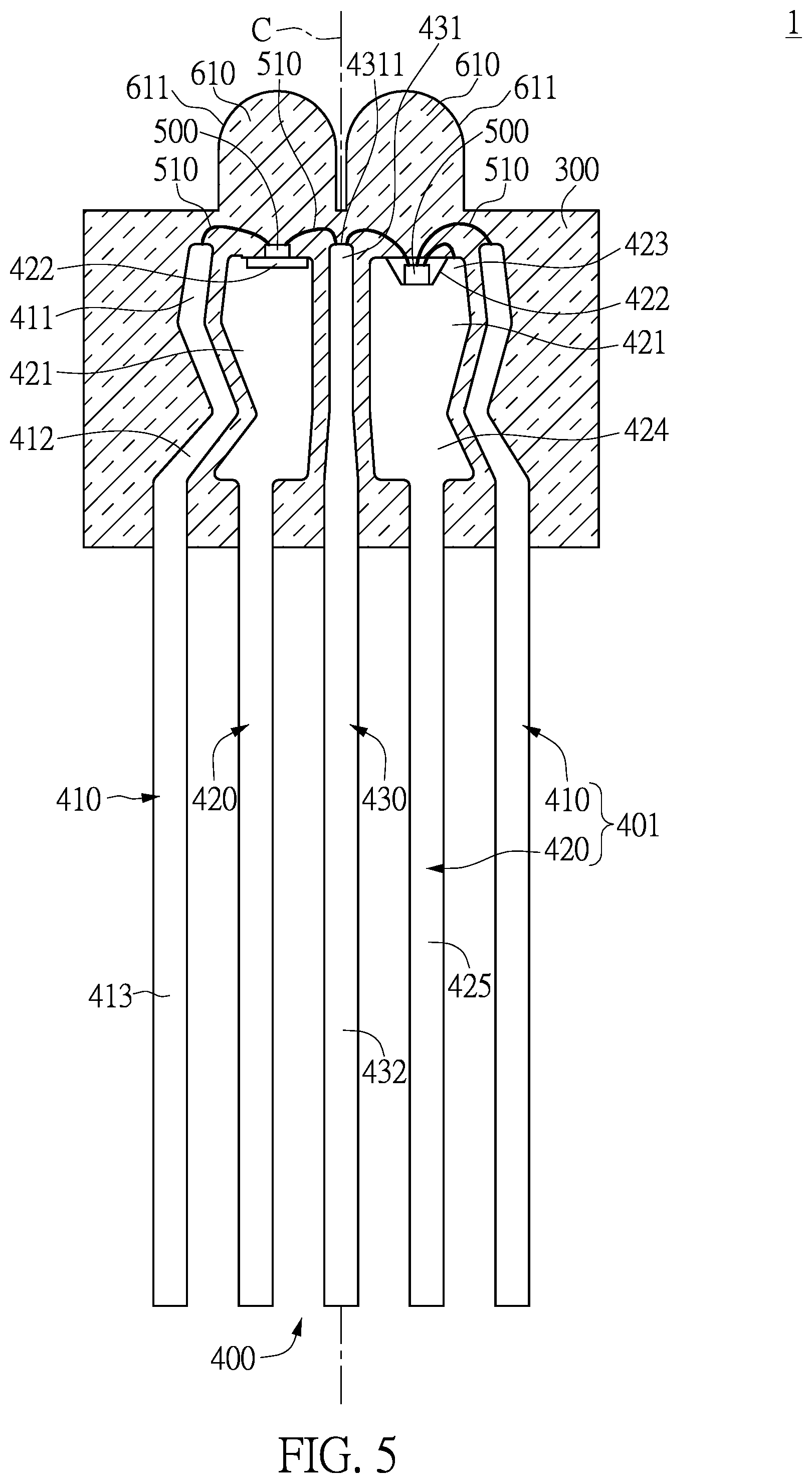 Patent US12422616 Figure 5 – Optoelectronic package structure