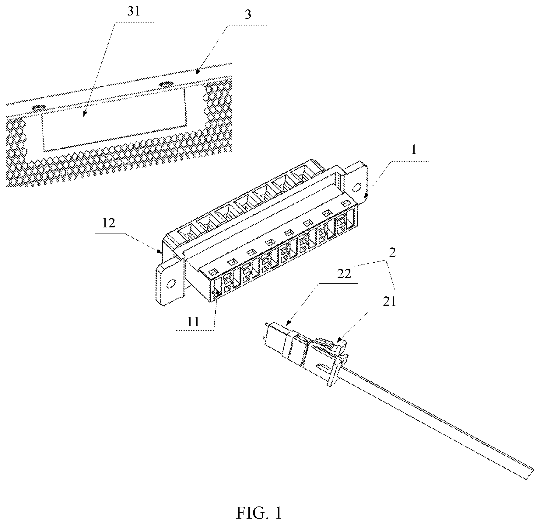 Patent US12422626 Figure 1 – Adapter assembly and optical communications device