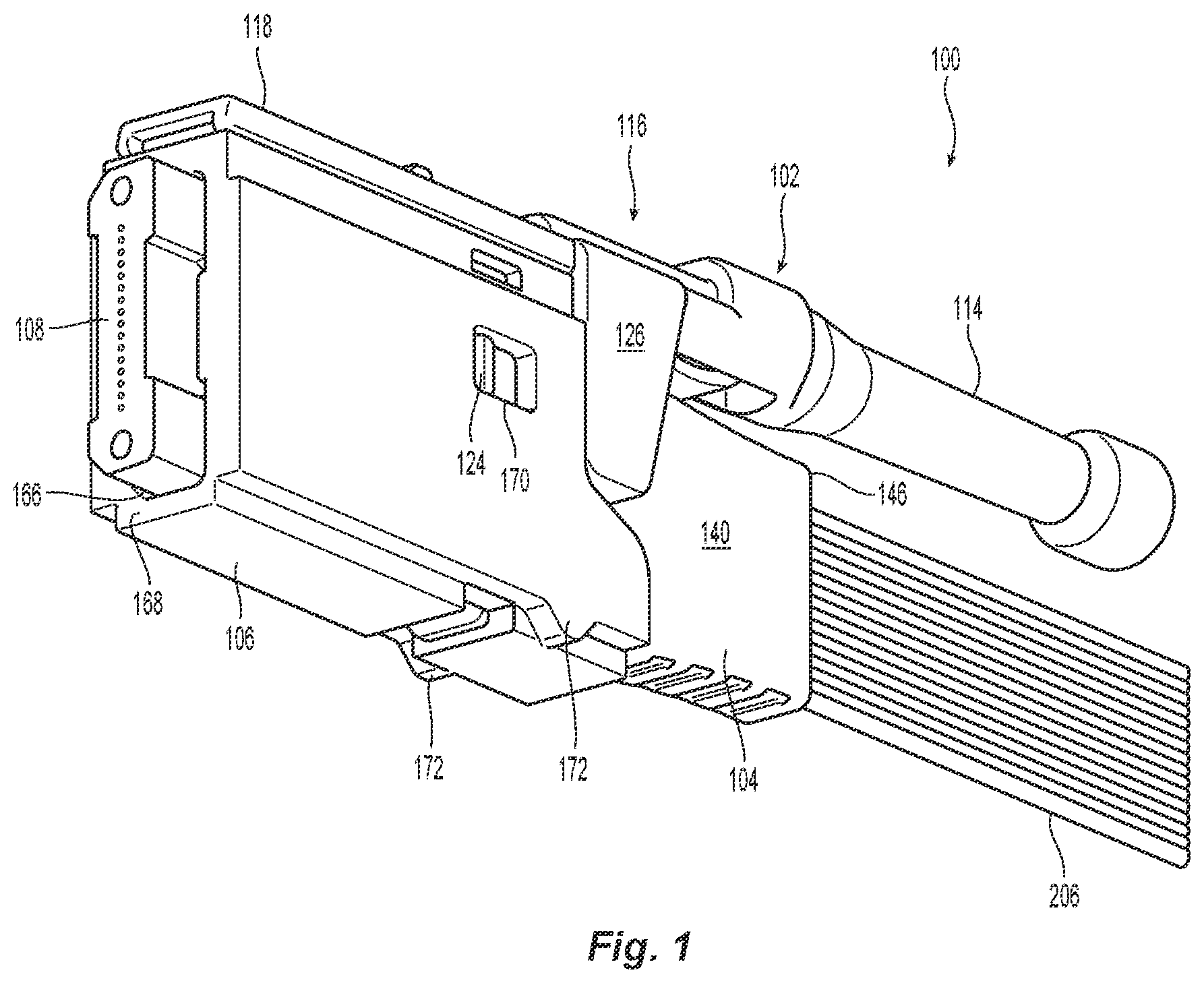 Patent US12422627 Figure 1 – Data center interconnect for optical trunk cables having miniature multi-fiber ferrules