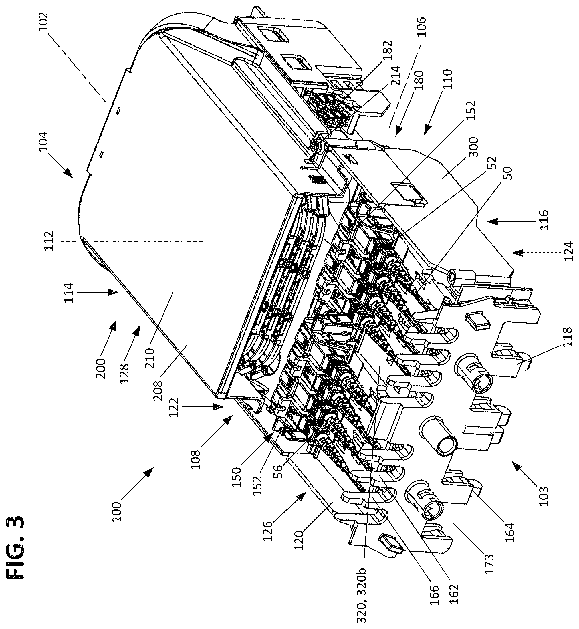 Patent US12422639 Figure 3 – Fiber management tray arrangements and assemblies for fiber optic closure organizers
