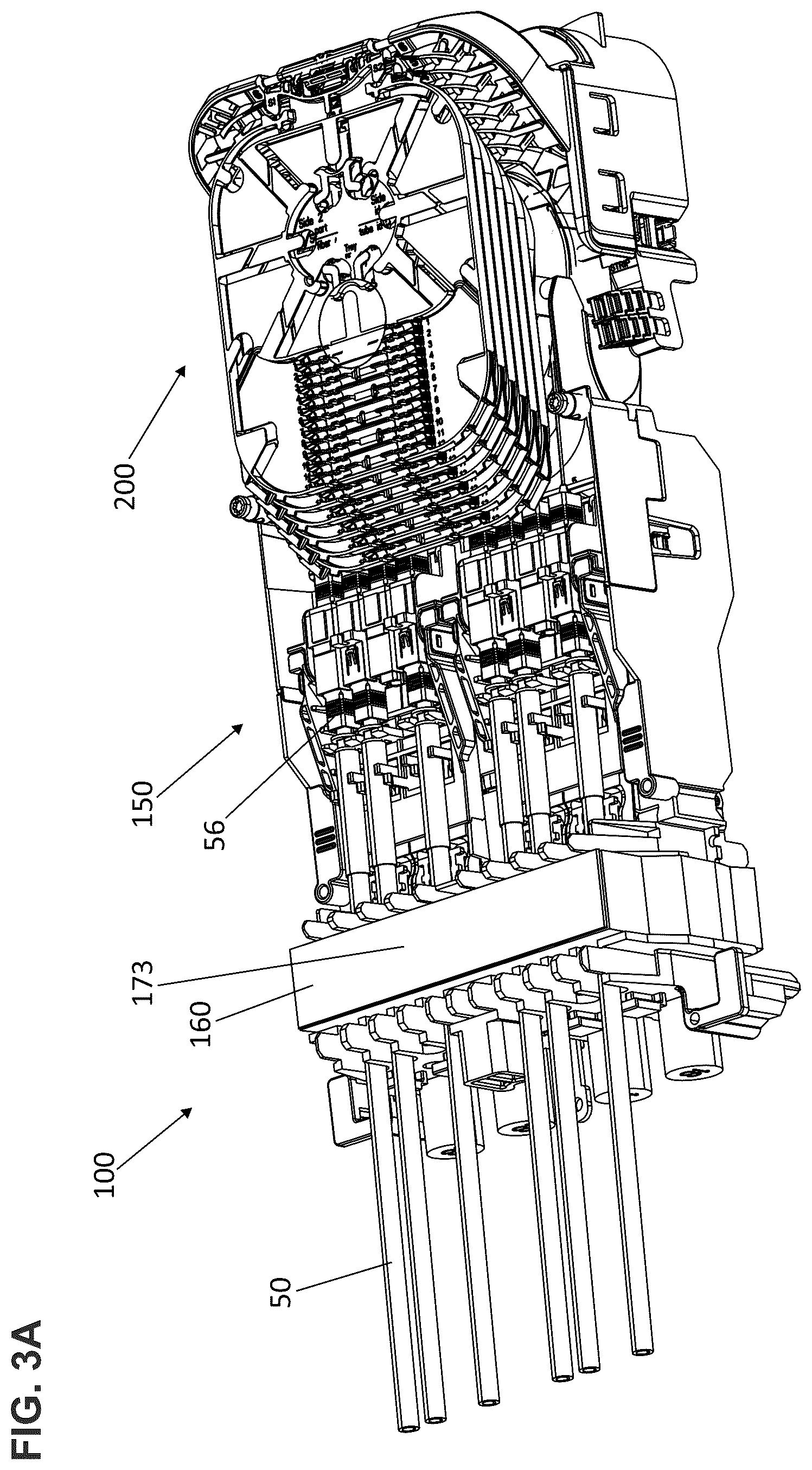 Patent US12422639 Figure 4 – Fiber management tray arrangements and assemblies for fiber optic closure organizers