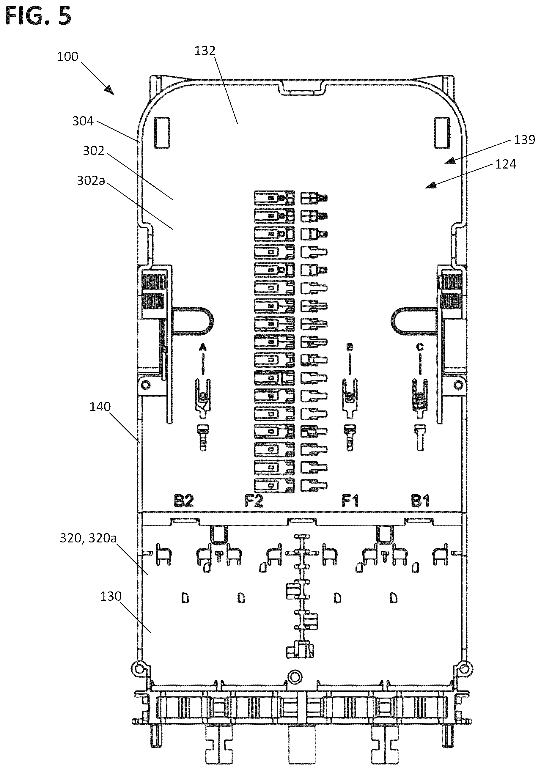 Patent US12422639 Figure 6 – Fiber management tray arrangements and assemblies for fiber optic closure organizers
