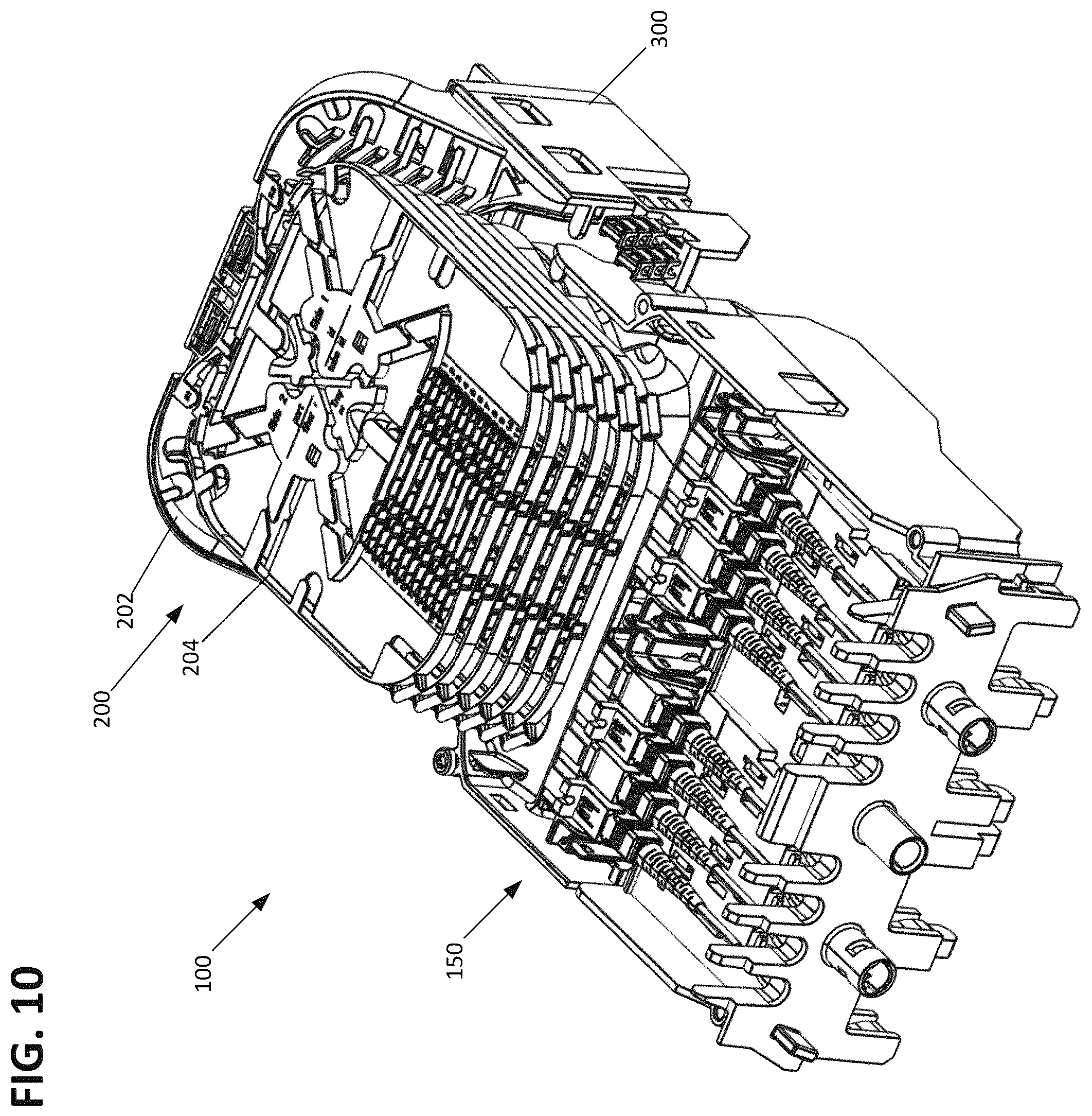 Patent US12422639 Figure 9 – Fiber management tray arrangements and assemblies for fiber optic closure organizers